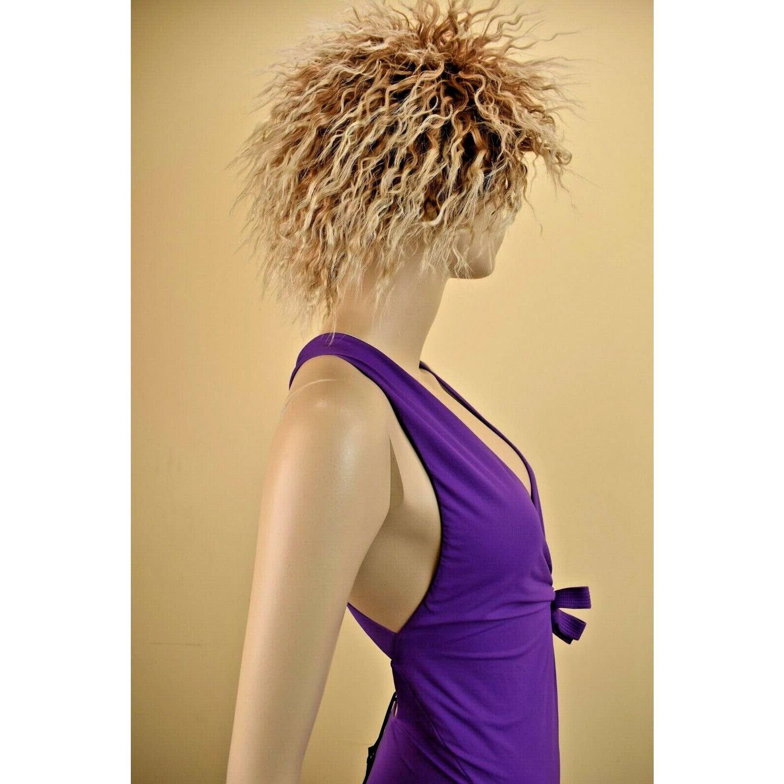 PURPLE NYLON STRETCH BOWS CRISS CROSS SWIMSUIT 40 ITALY $730
