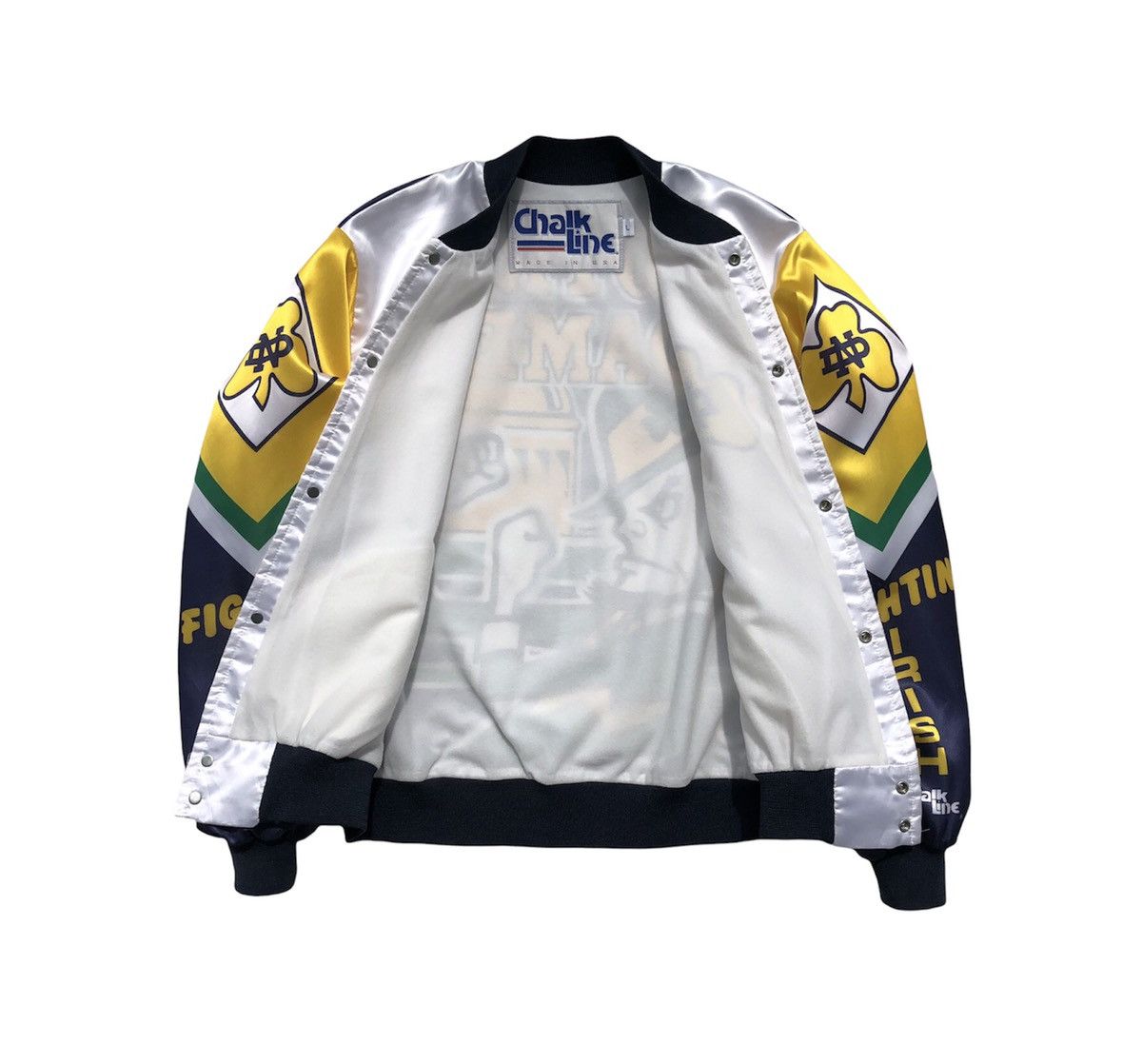 Chalk Line 🔥Vtg 90s Notre Dame fighting Irish Football Varsity Jacket Size US L / EU 52-54 / 3 - 4 Thumbnail