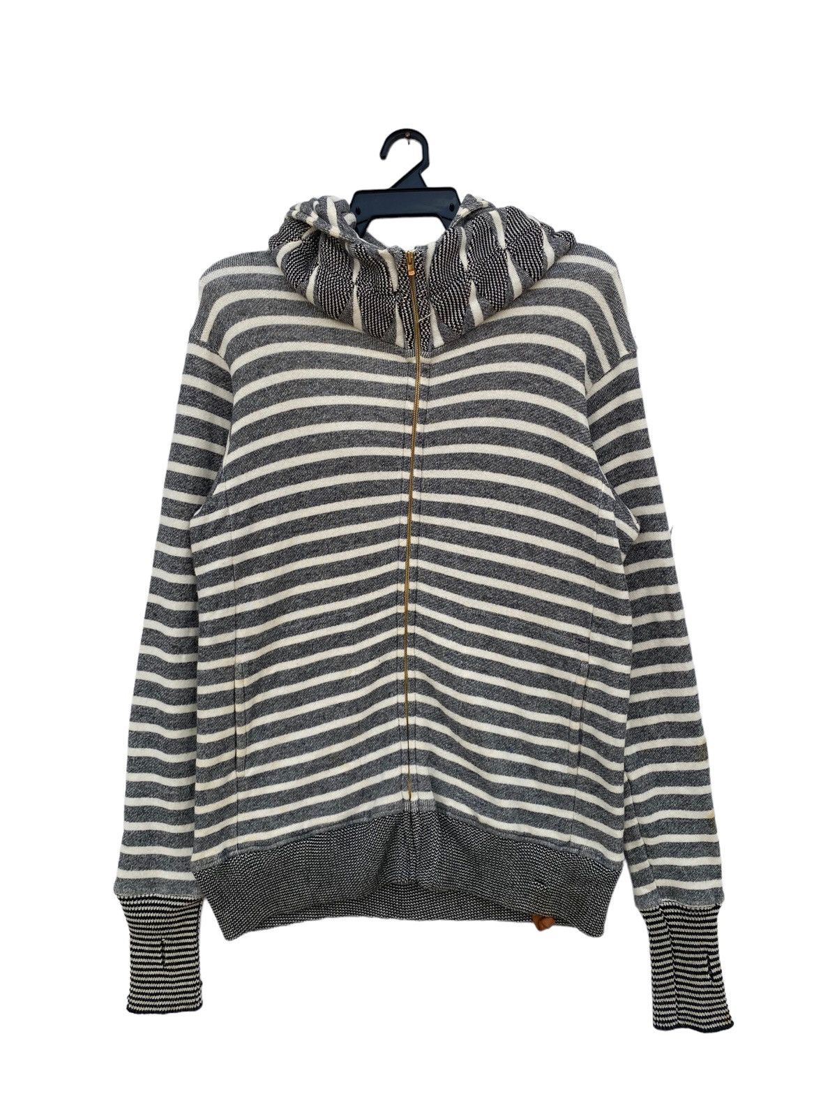 image of Alexander Lee Chang Stripe Hoodie in Grey, Men's (Size Medium)
