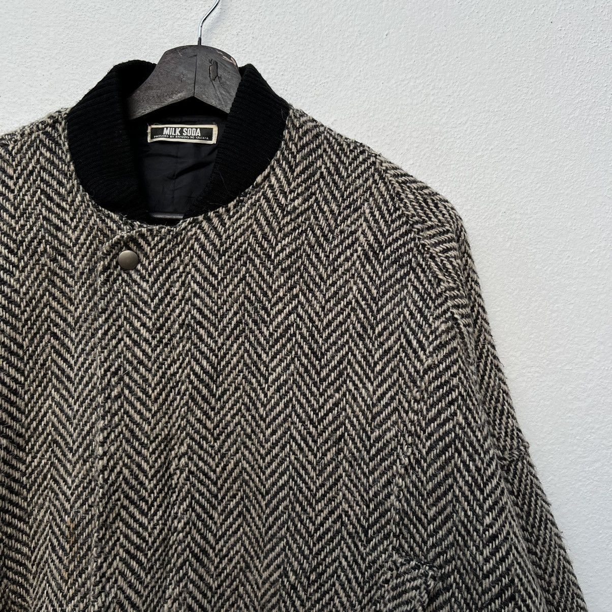 Japanese Brand RARE MILK SODA BOMBER HERRINGBONE JACKET WOOL RARE STYLE Size US M / EU 48-50 / 2 - 5 Thumbnail