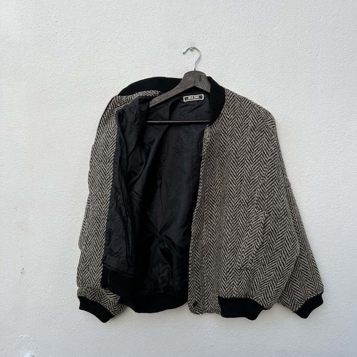 Japanese Brand RARE MILK SODA BOMBER HERRINGBONE JACKET WOOL RARE STYLE Size US M / EU 48-50 / 2 - 12 Thumbnail