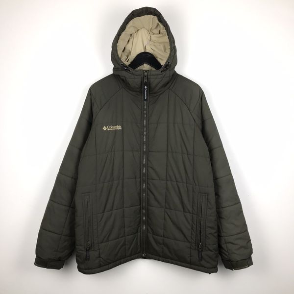 2000'S Columbia padded puffer jacket, men's size L Nylon green type Vintage Second Hand
