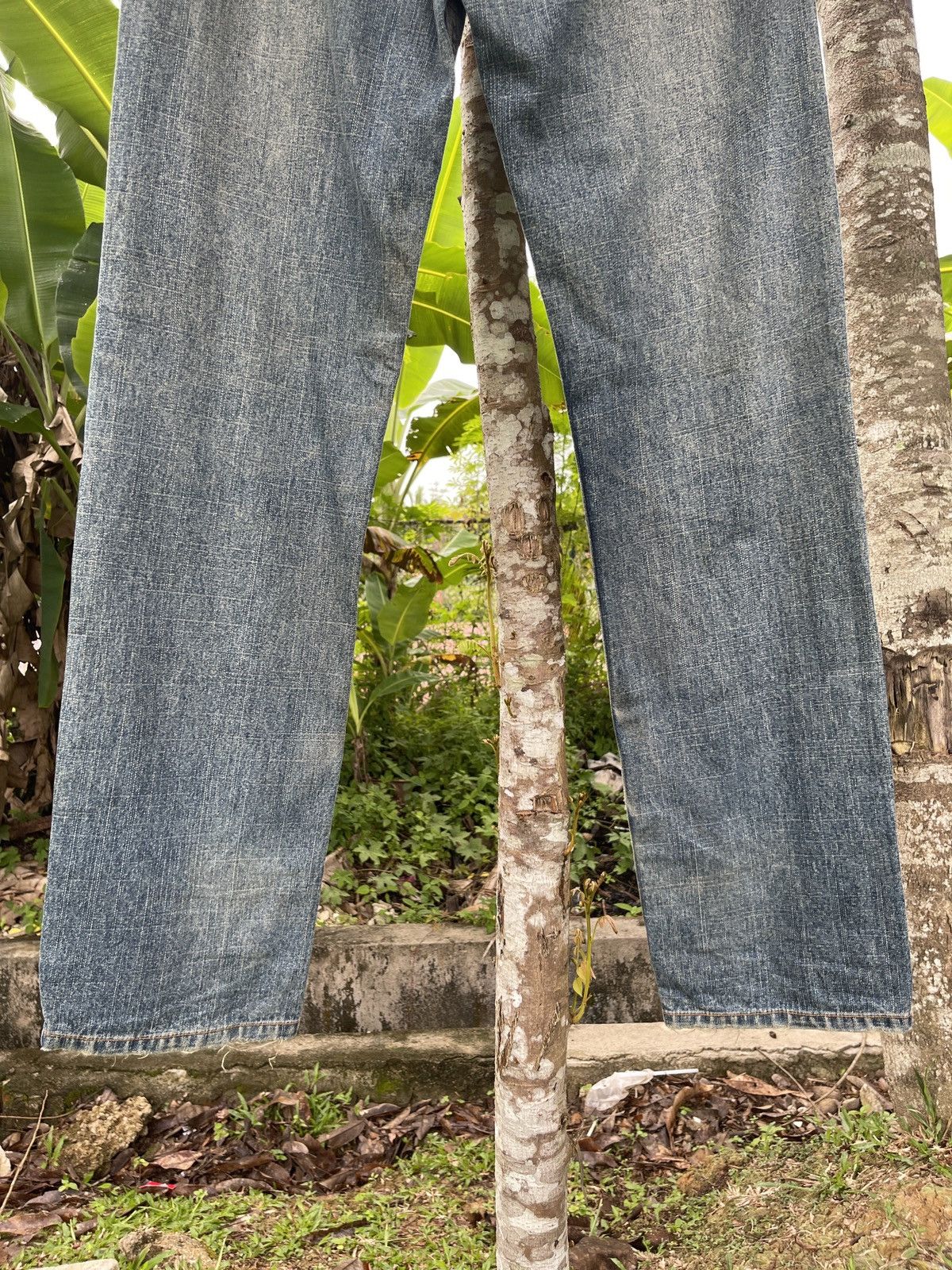Japanese Brand × Vintage JAPANESE FREEBEAT DIAG SKULL LOGO PRINT POEM DISTRES JEANS Size US 31 - 12 Thumbnail
