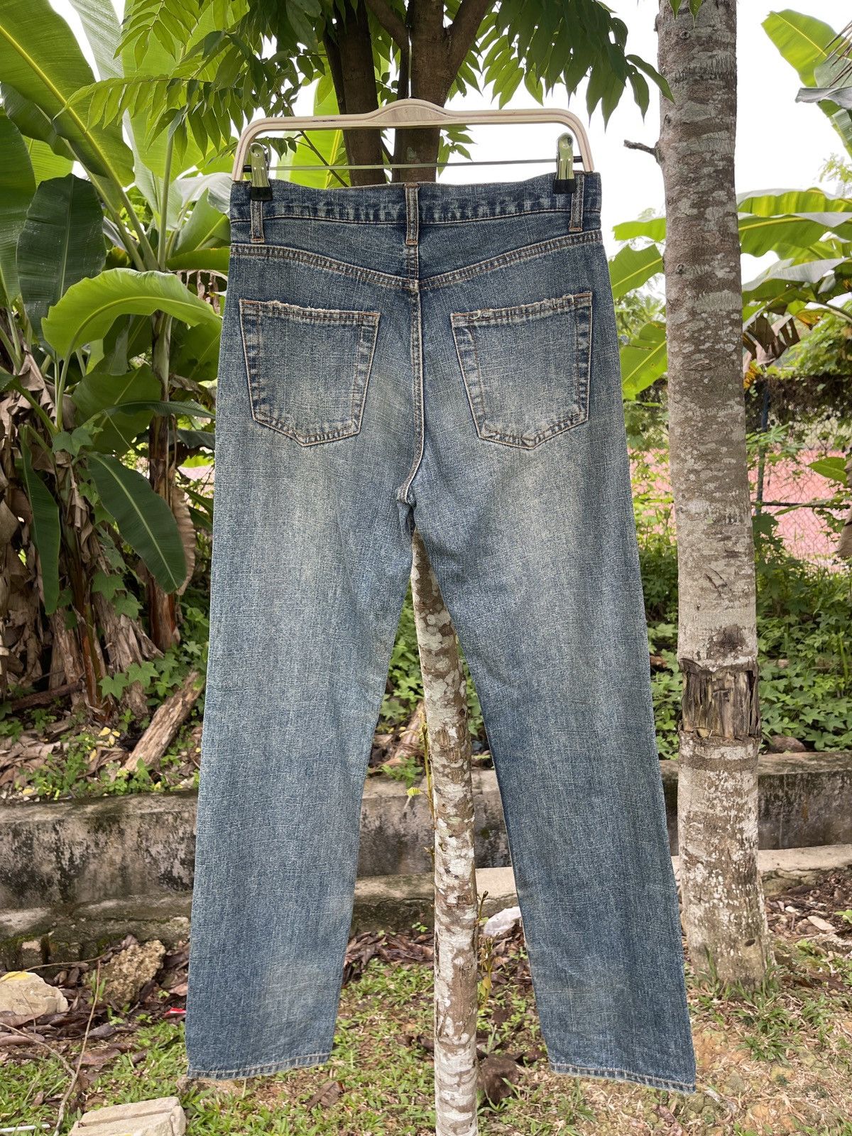 Japanese Brand × Vintage JAPANESE FREEBEAT DIAG SKULL LOGO PRINT POEM DISTRES JEANS Size US 31 - 8 Thumbnail