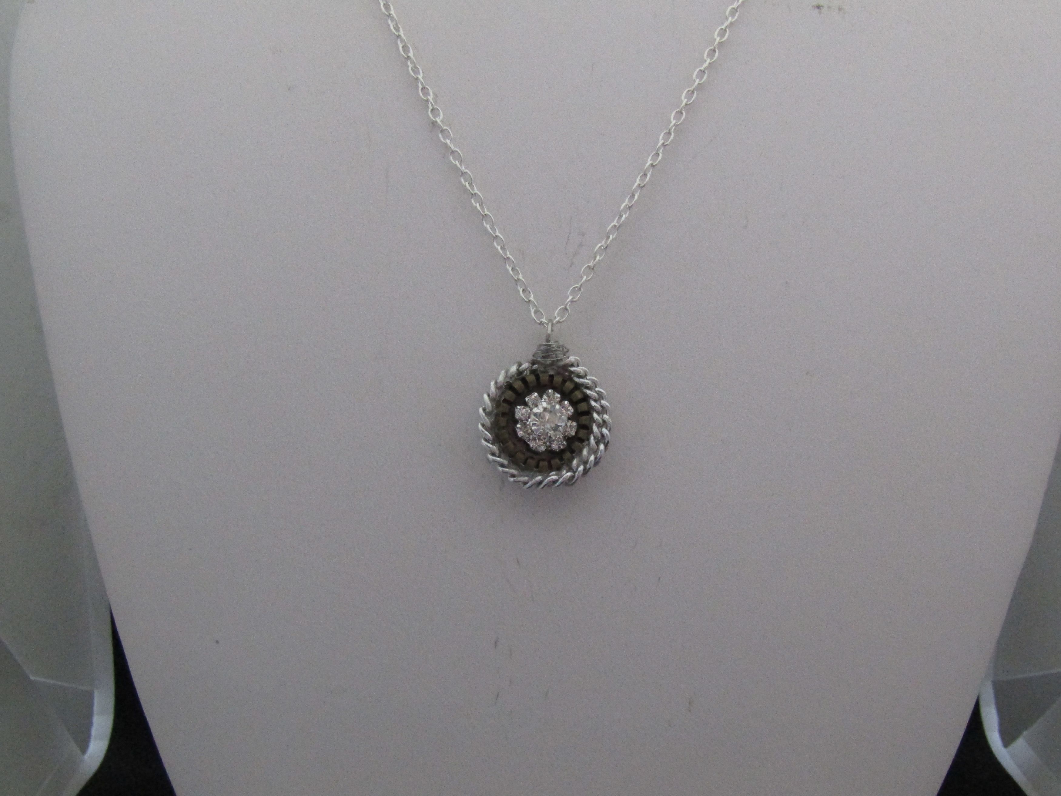 Other CZ Flower pendant Tibetan silver Chain Necklace Size ONE SIZE - 1 Thumbnail