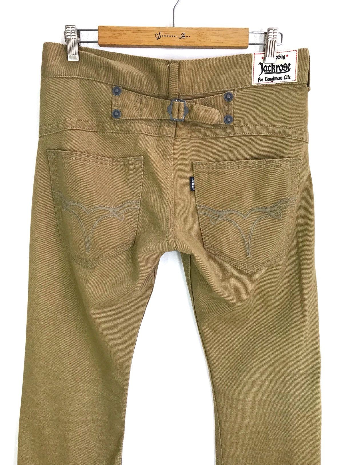 image of Jack Rose Buckle Back Embroidered Back Pocket Denim Jeans in Brown, Men's (Size 32)