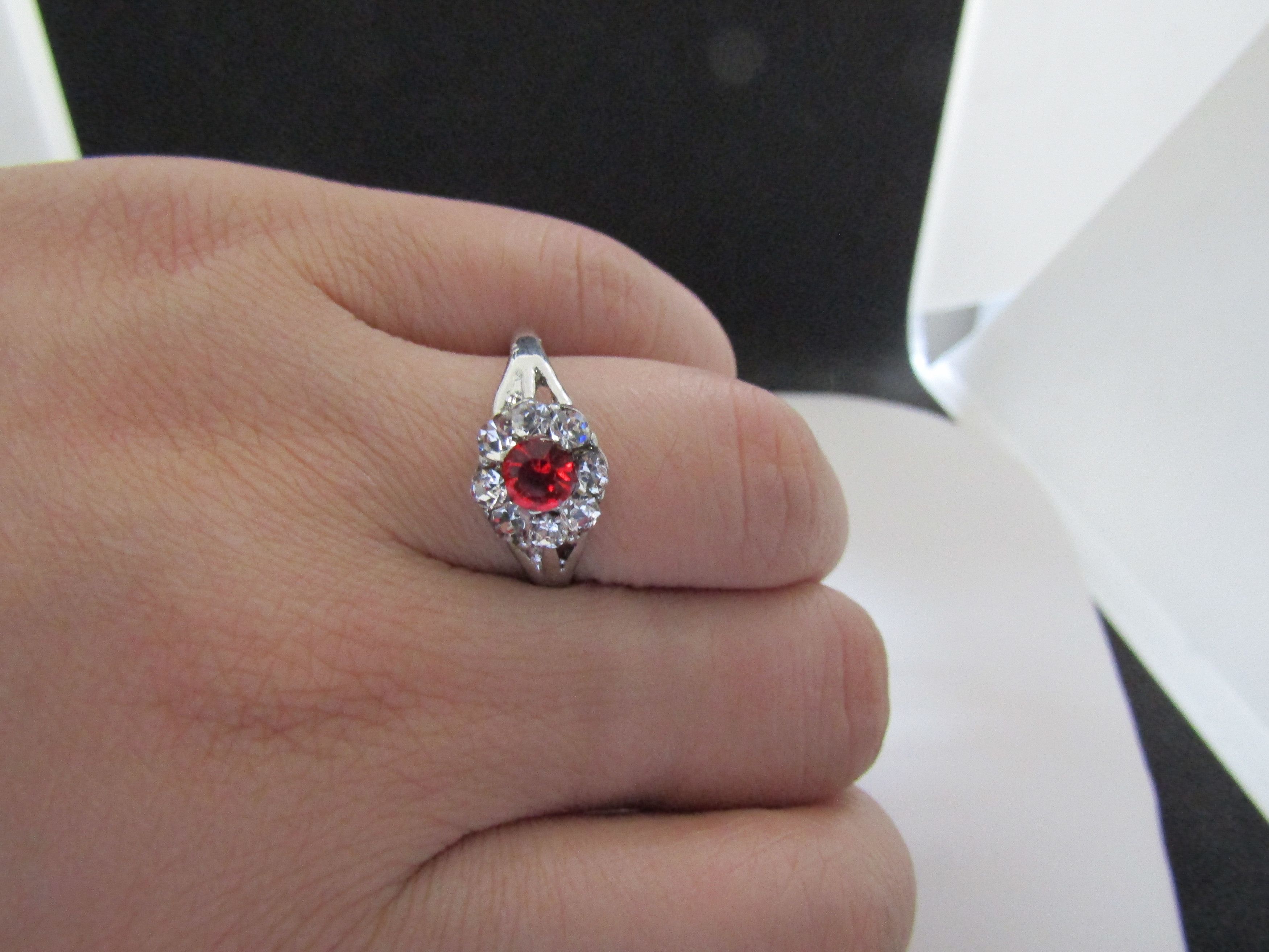 Other Red CZ Tibetan Silver Ring - size 6.75 Size ONE SIZE - 3 Thumbnail