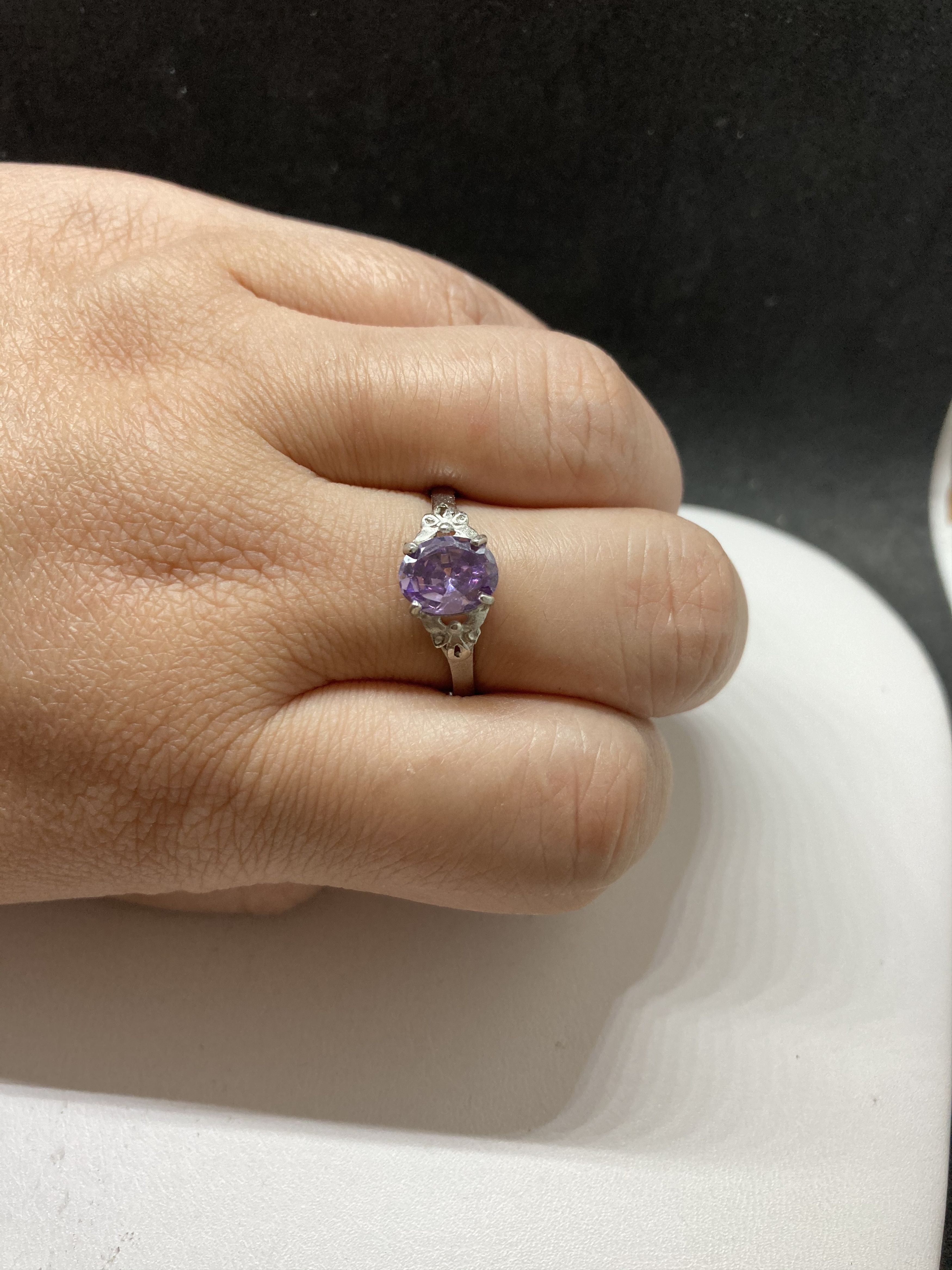 Jewelry Purple Cz Tibetan Silver ring - Size 9.5 Size ONE SIZE - 3 Thumbnail
