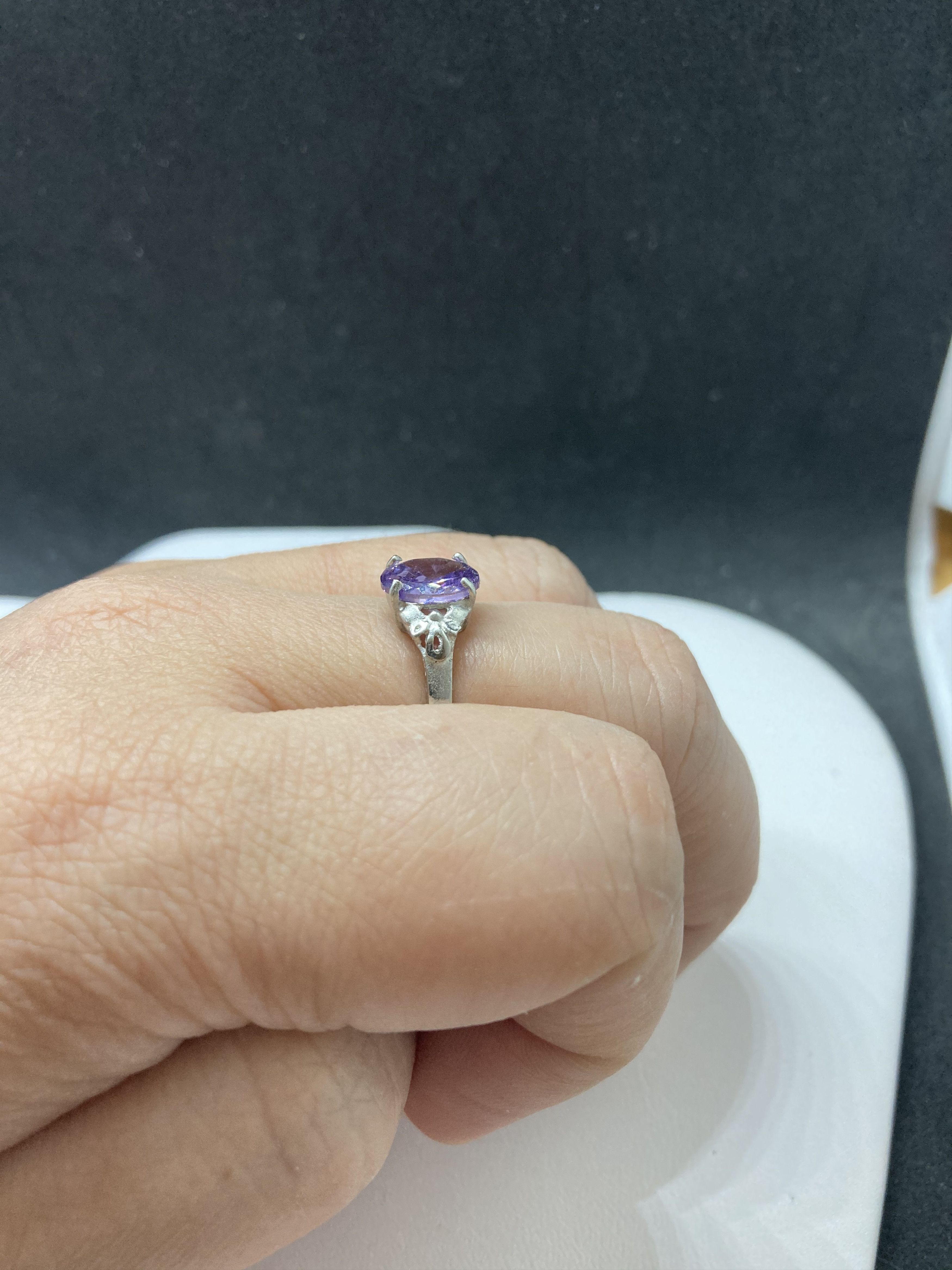 Jewelry Purple Cz Tibetan Silver ring - Size 9.5 Size ONE SIZE - 4 Thumbnail