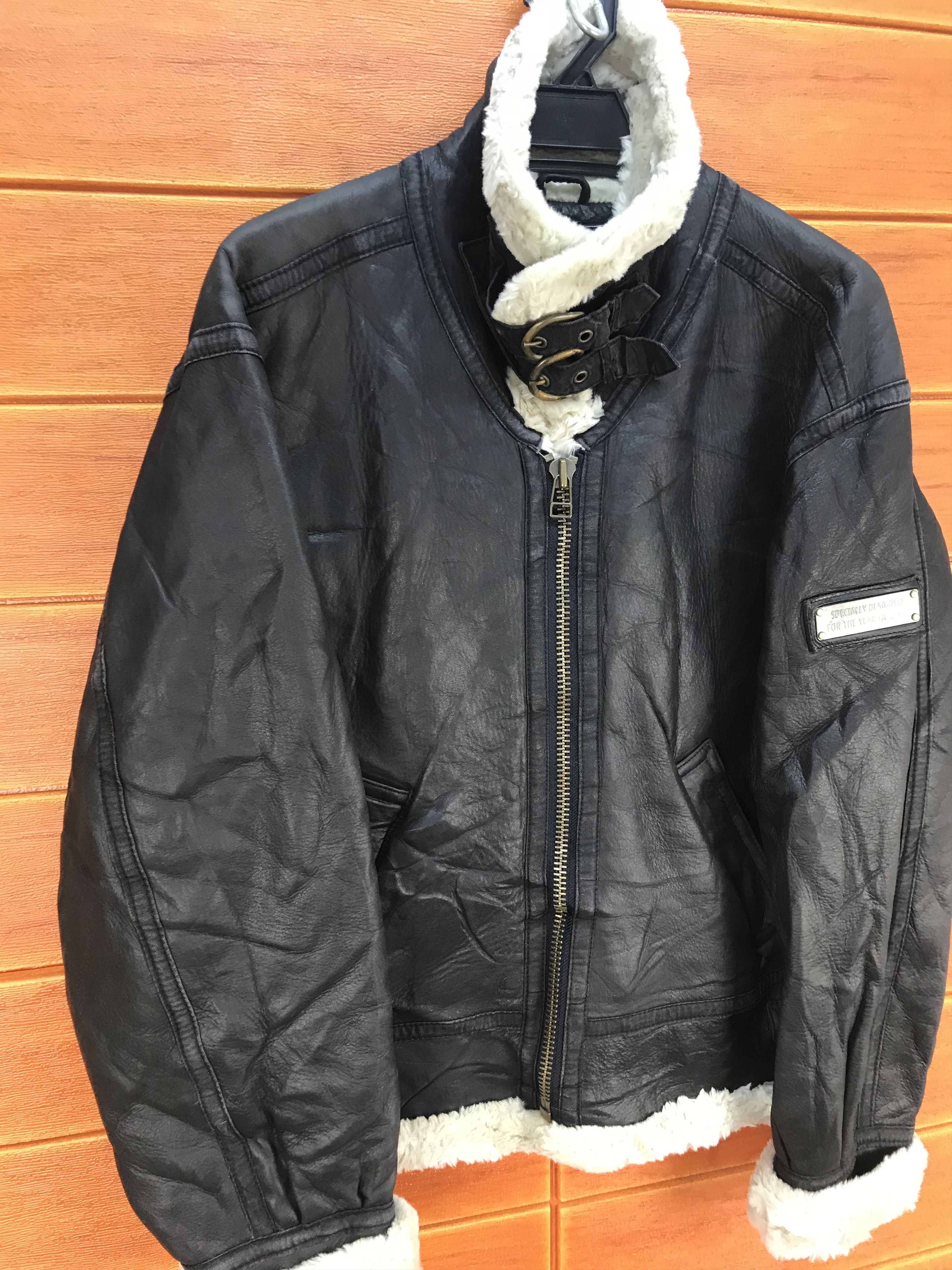 Genuine Leather Vintage SUNTORY COFFEE BOSS B3 Sherpa Leather Jacket Size US M / EU 48-50 / 2 - 10 Thumbnail