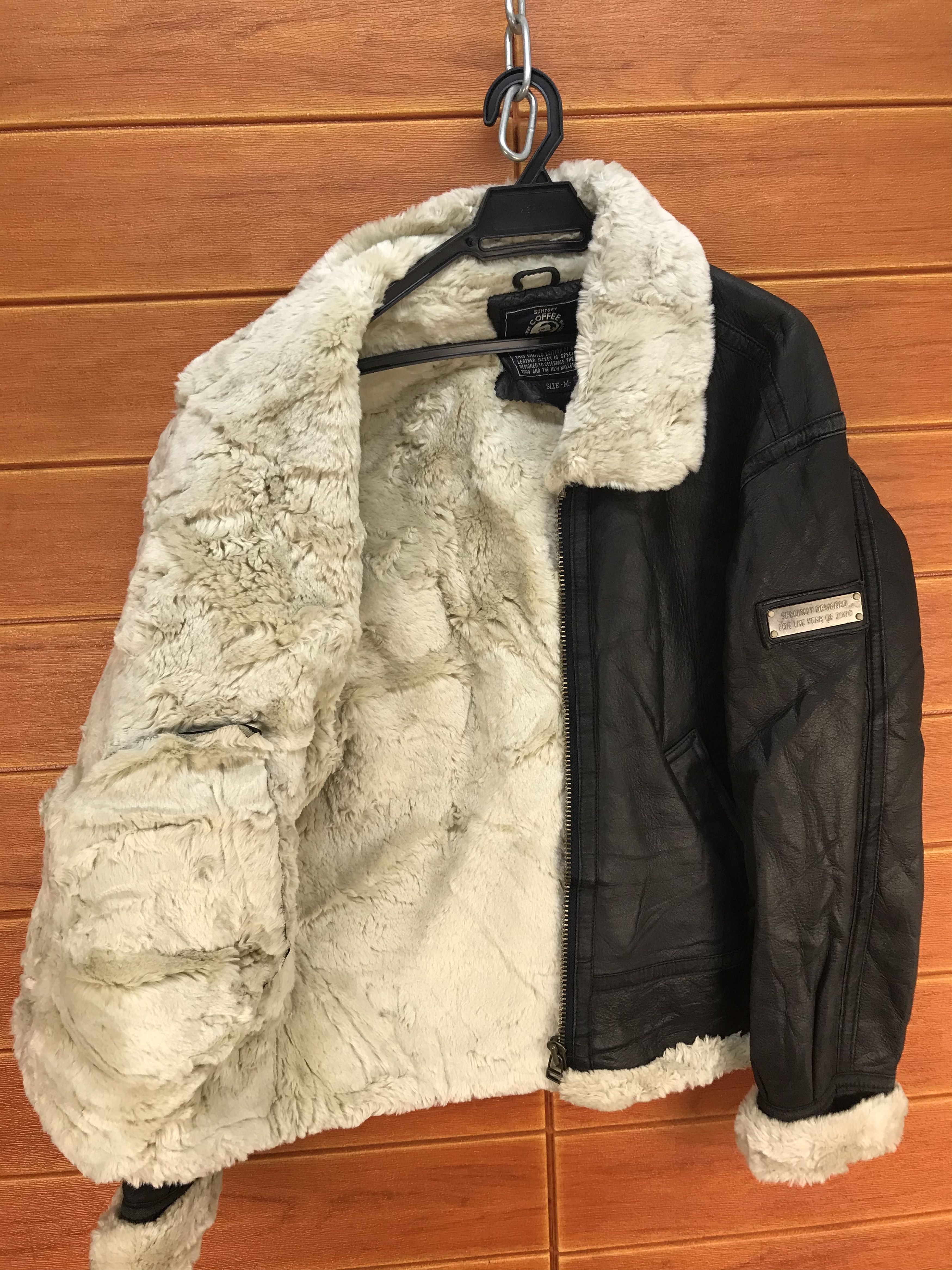 Genuine Leather Vintage SUNTORY COFFEE BOSS B3 Sherpa Leather Jacket Size US M / EU 48-50 / 2 - 14 Thumbnail
