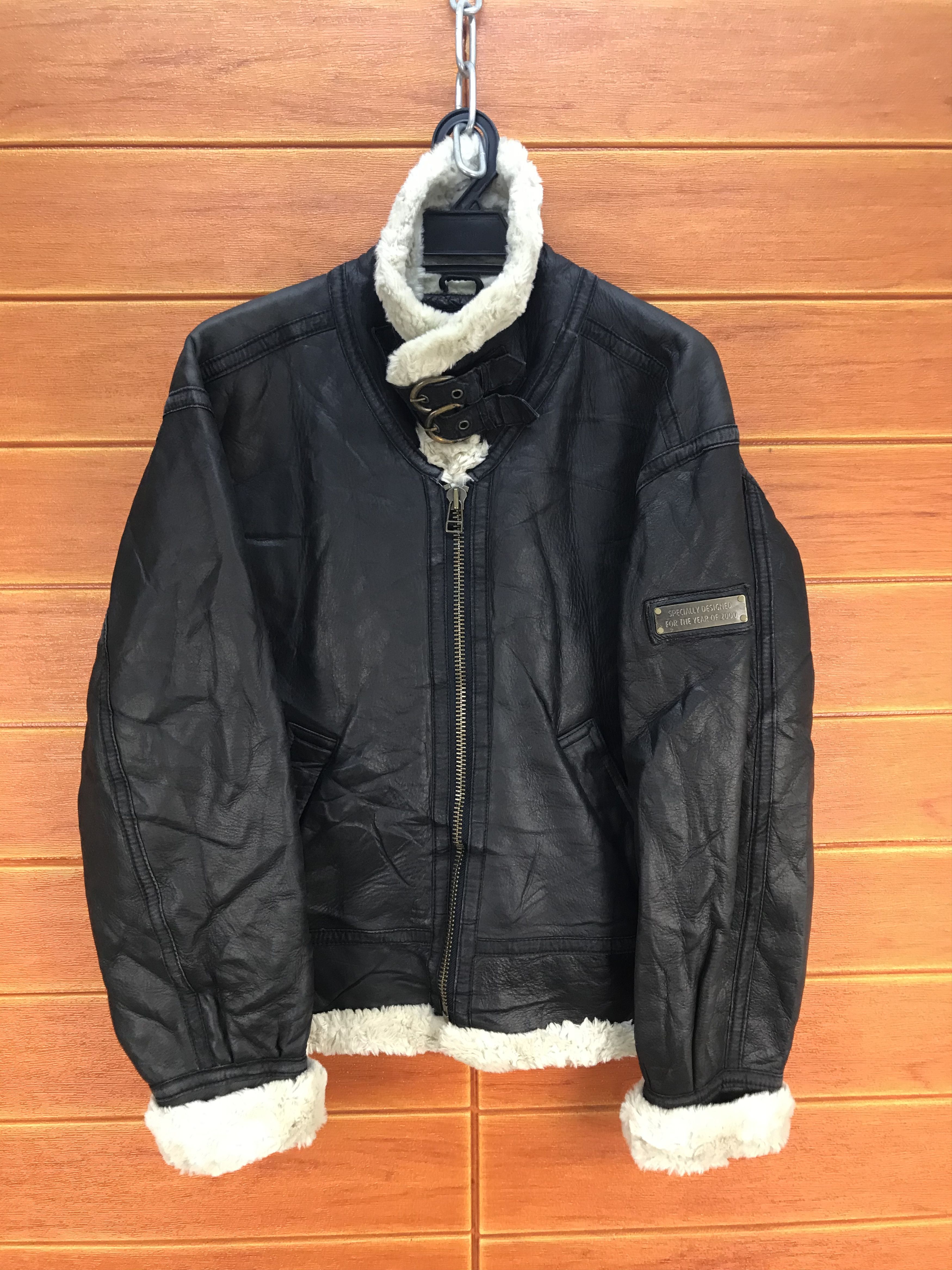 Genuine Leather Vintage SUNTORY COFFEE BOSS B3 Sherpa Leather Jacket Size US M / EU 48-50 / 2 - 9 Thumbnail
