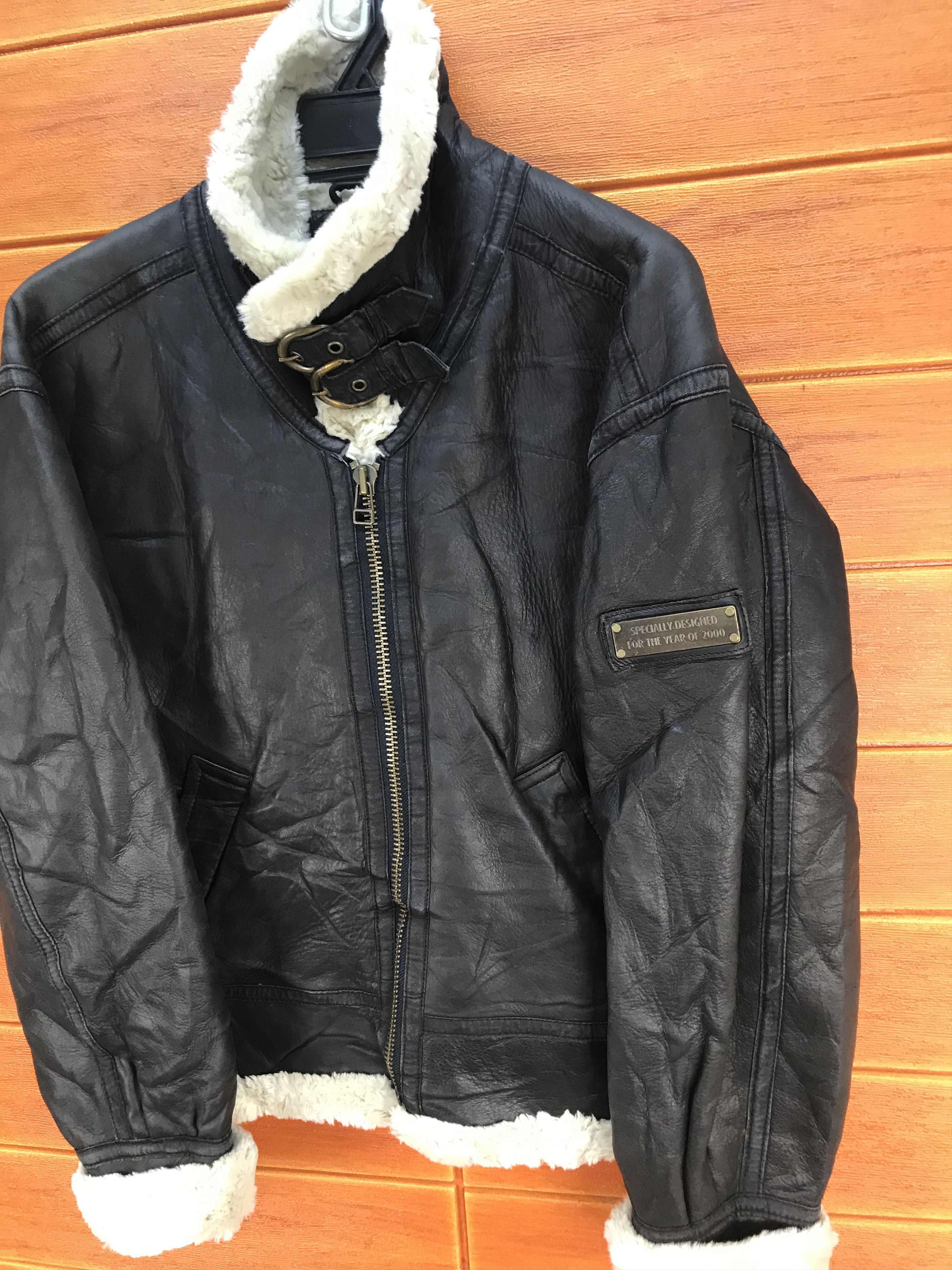 Genuine Leather Vintage SUNTORY COFFEE BOSS B3 Sherpa Leather Jacket Size US M / EU 48-50 / 2 - 11 Thumbnail