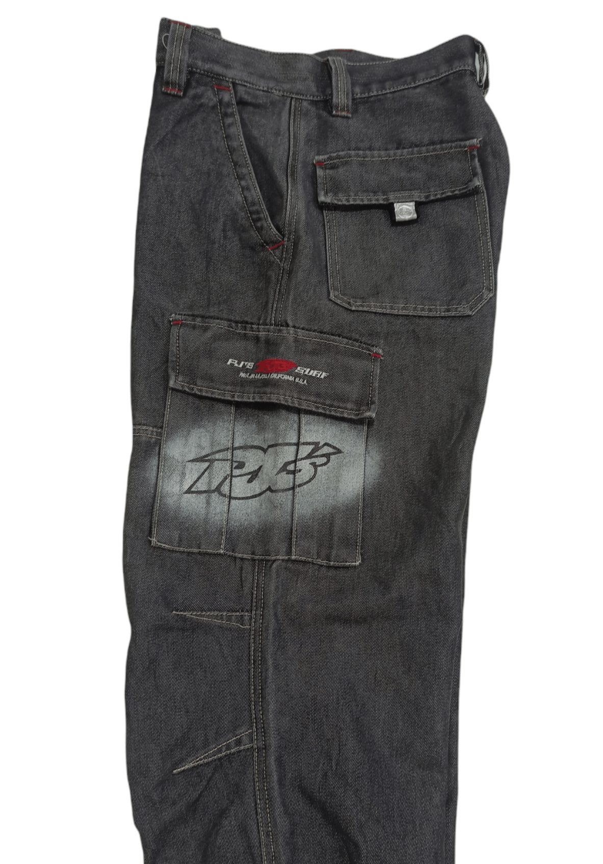 image of Pj's Surf Baggy Denim Cargo Pants in Faded Black, Men's (Size 29)