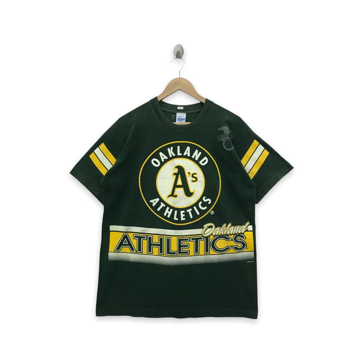 image of Vintage 90's Oakland Athletics Mlb Big Logo Men Tshirt in Green (Size Medium)