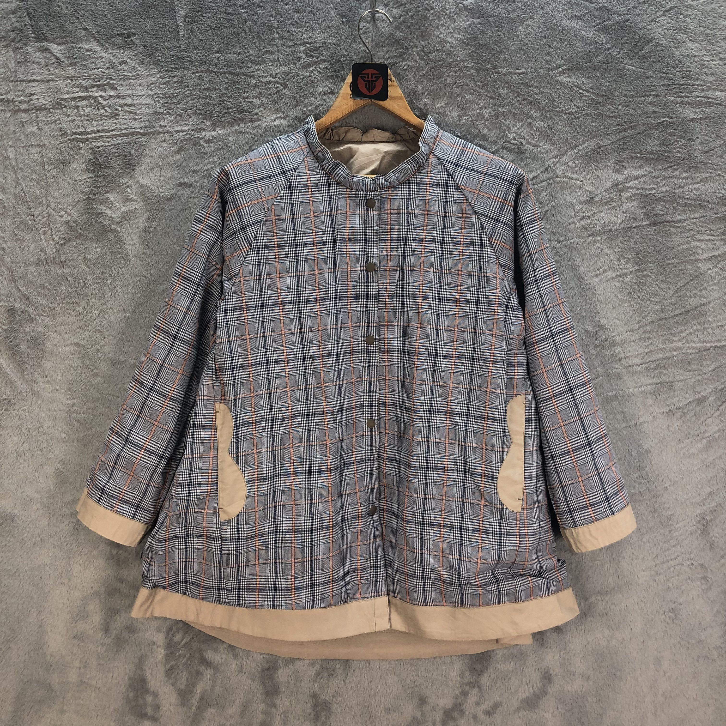Zucca ZUPPA DE ZUCCA BROWN TARTAN REVERSIBLE BLOUSE #6536-71 Size M / US 6-8 / IT 42-44 - 14 Thumbnail