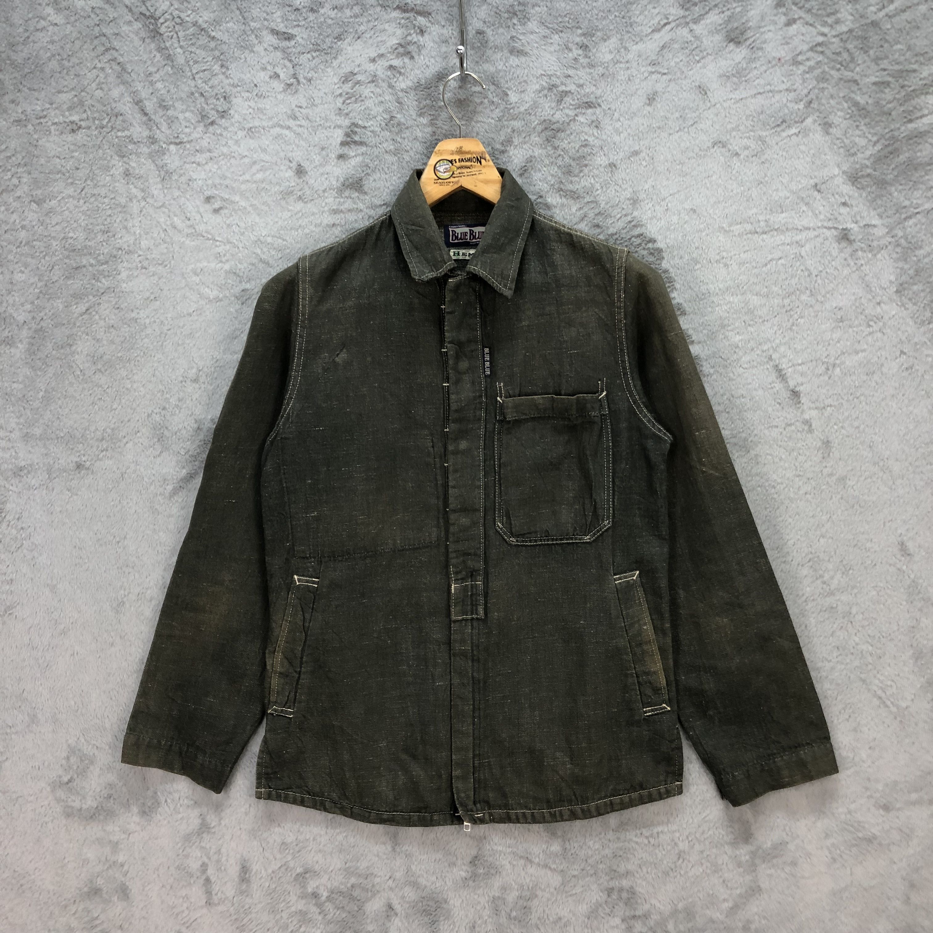 Blue Blue Japan BLUE BLUE HEMP HALF BUTTON & ZIP DENIM JACKET #5845-210 Size US XS / EU 42 / 0 - 1 Thumbnail