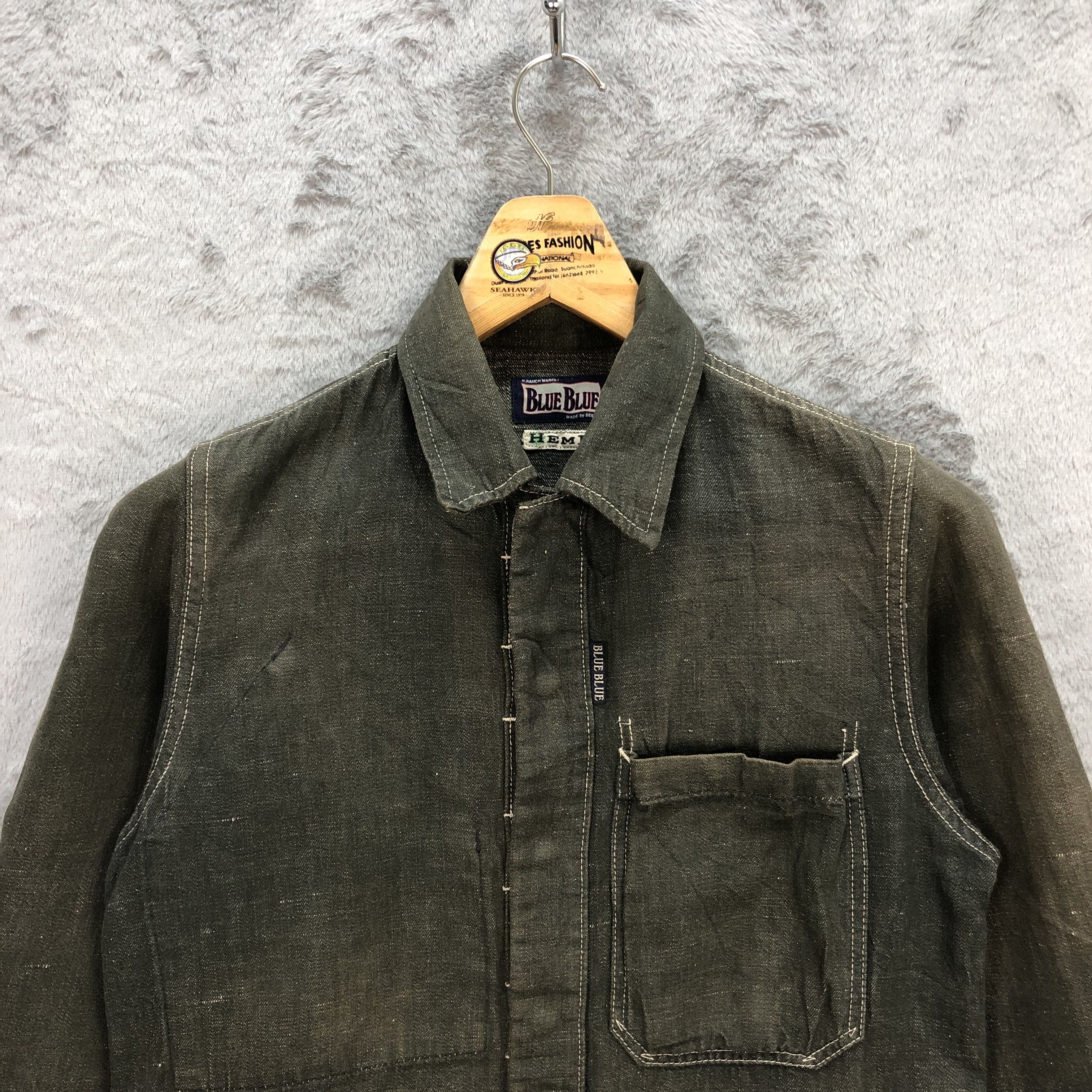 Blue Blue Japan BLUE BLUE HEMP HALF BUTTON & ZIP DENIM JACKET #5845-210 Size US XS / EU 42 / 0 - 2 Thumbnail