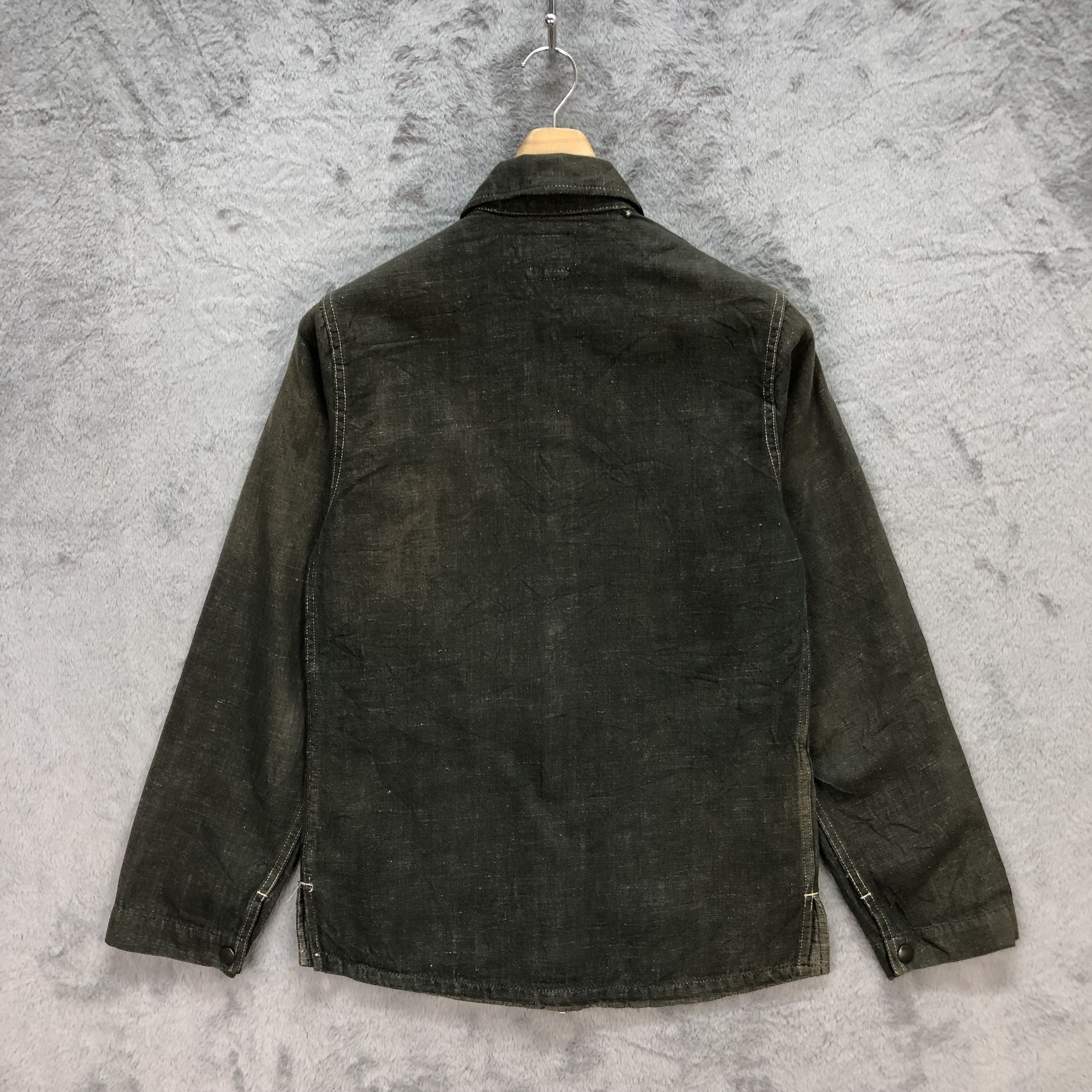 Blue Blue Japan BLUE BLUE HEMP HALF BUTTON & ZIP DENIM JACKET #5845-210 Size US XS / EU 42 / 0 - 12 Thumbnail