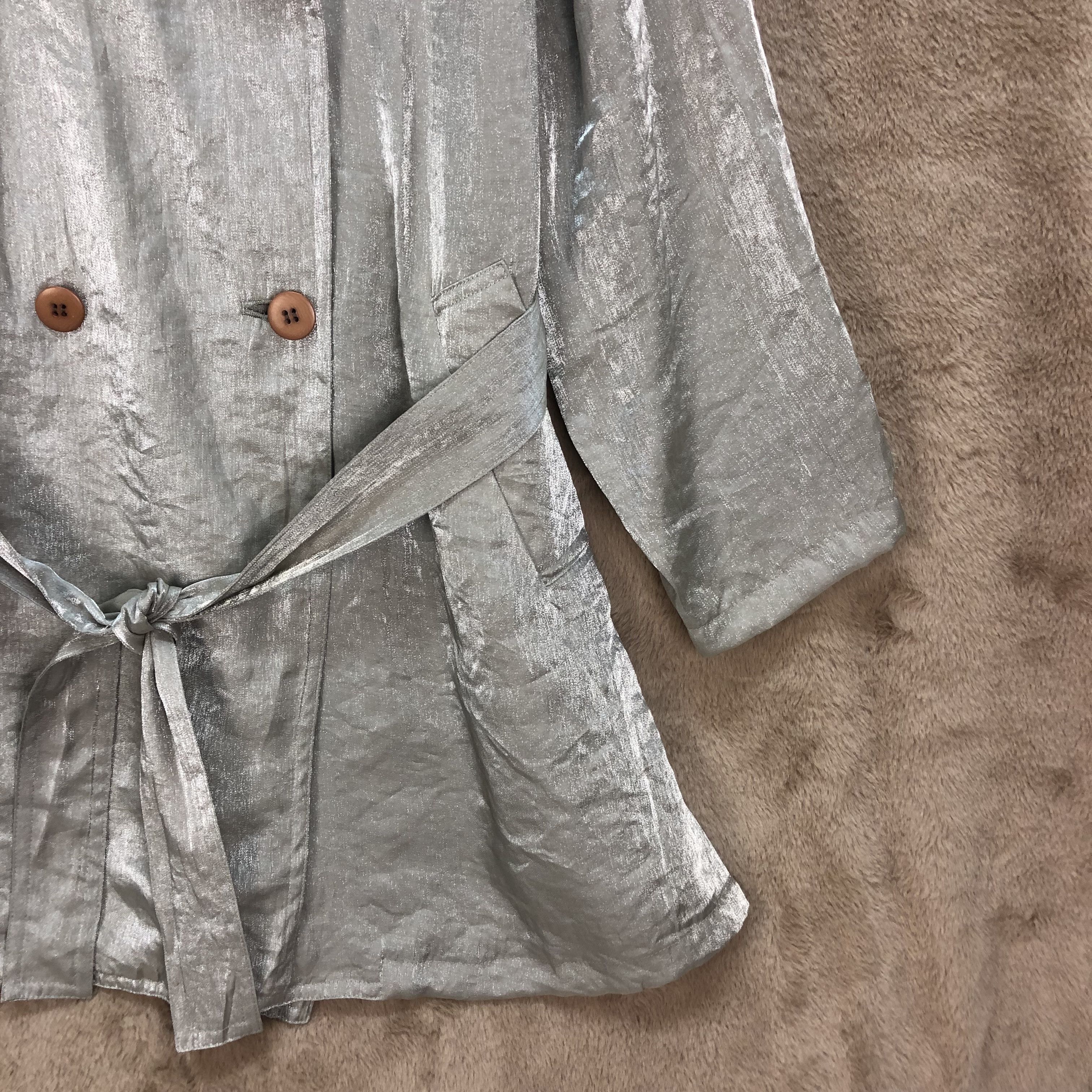 BIGI BIGI SILVER LIGHT DOUBLE BREASTED TRENCH COAT #6411-65 Size M / US 6-8 / IT 42-44 - 5 Thumbnail