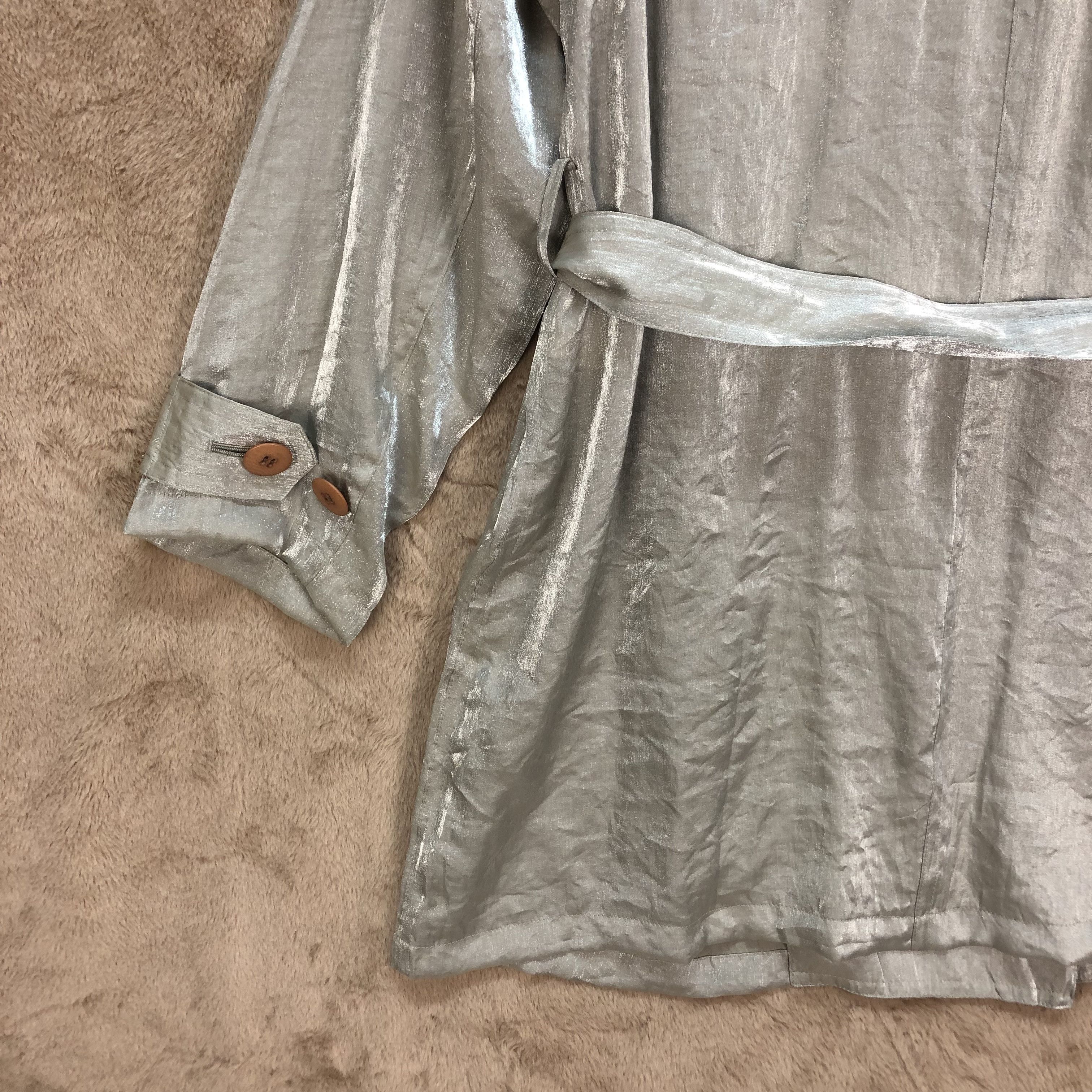 BIGI BIGI SILVER LIGHT DOUBLE BREASTED TRENCH COAT #6411-65 Size M / US 6-8 / IT 42-44 - 11 Thumbnail