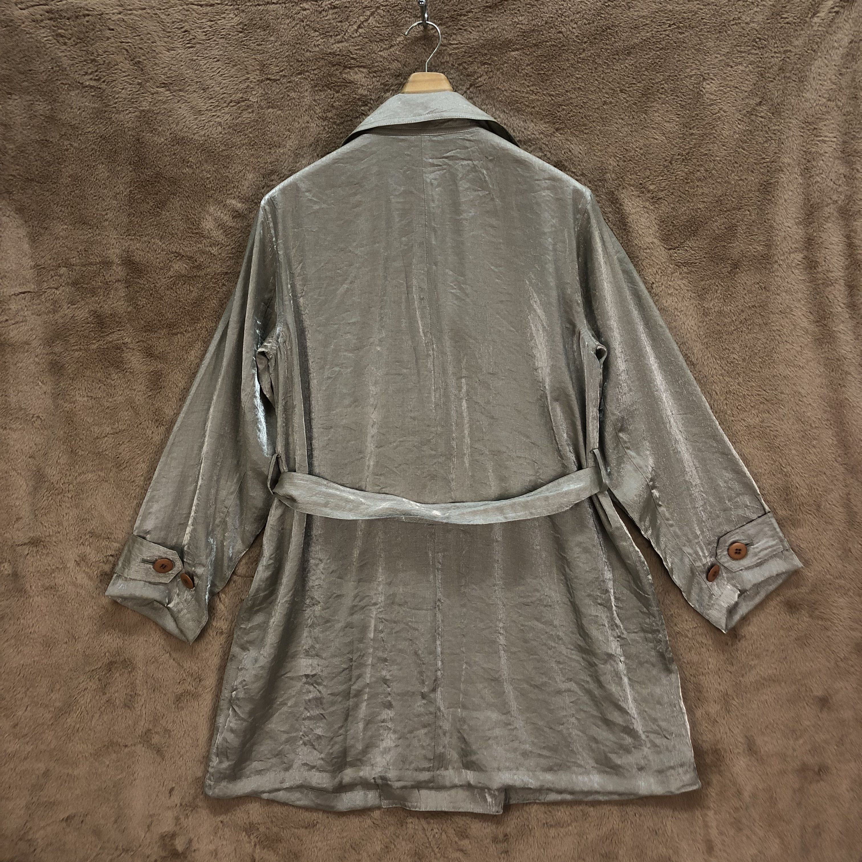 BIGI BIGI SILVER LIGHT DOUBLE BREASTED TRENCH COAT #6411-65 Size M / US 6-8 / IT 42-44 - 10 Thumbnail
