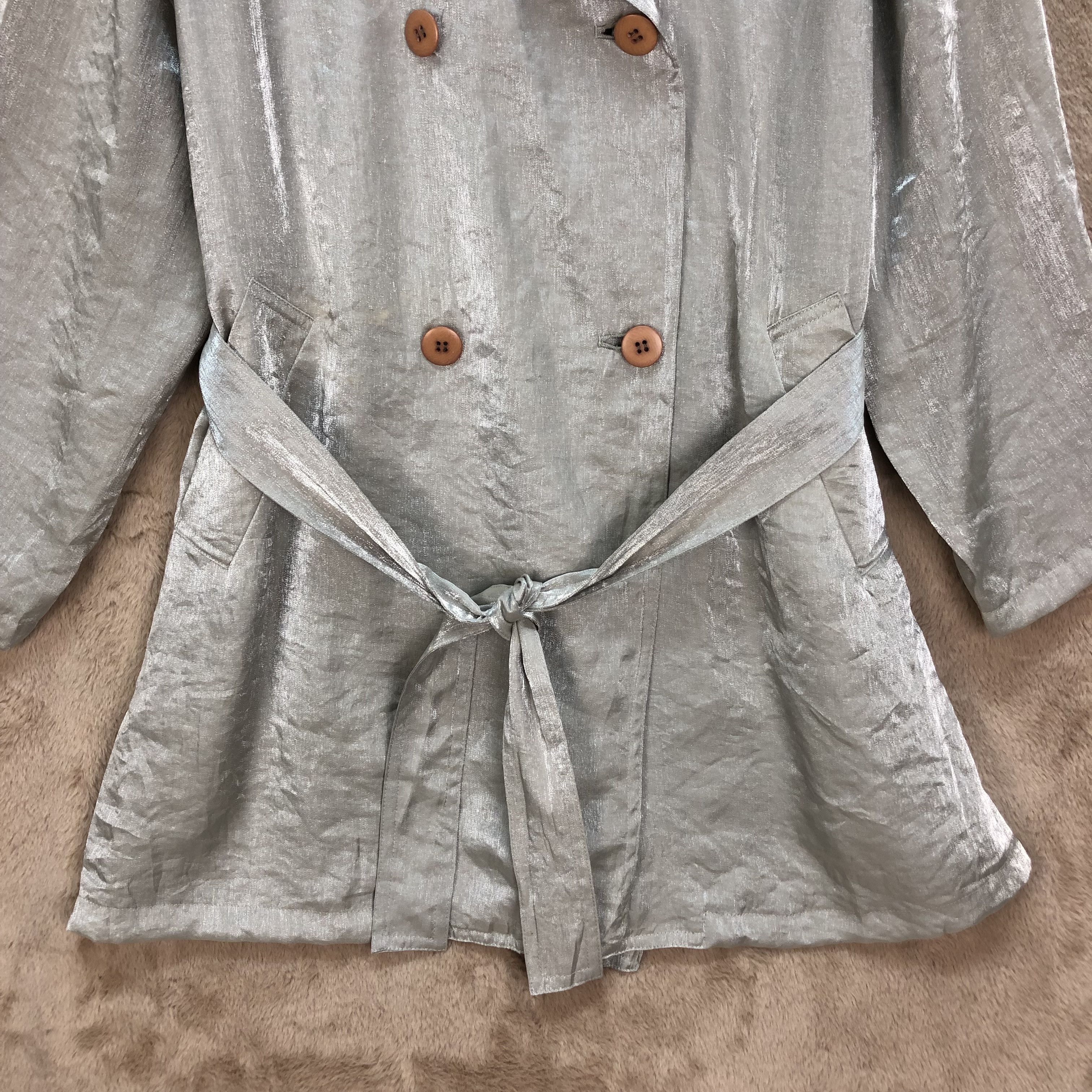 BIGI BIGI SILVER LIGHT DOUBLE BREASTED TRENCH COAT #6411-65 Size M / US 6-8 / IT 42-44 - 3 Thumbnail