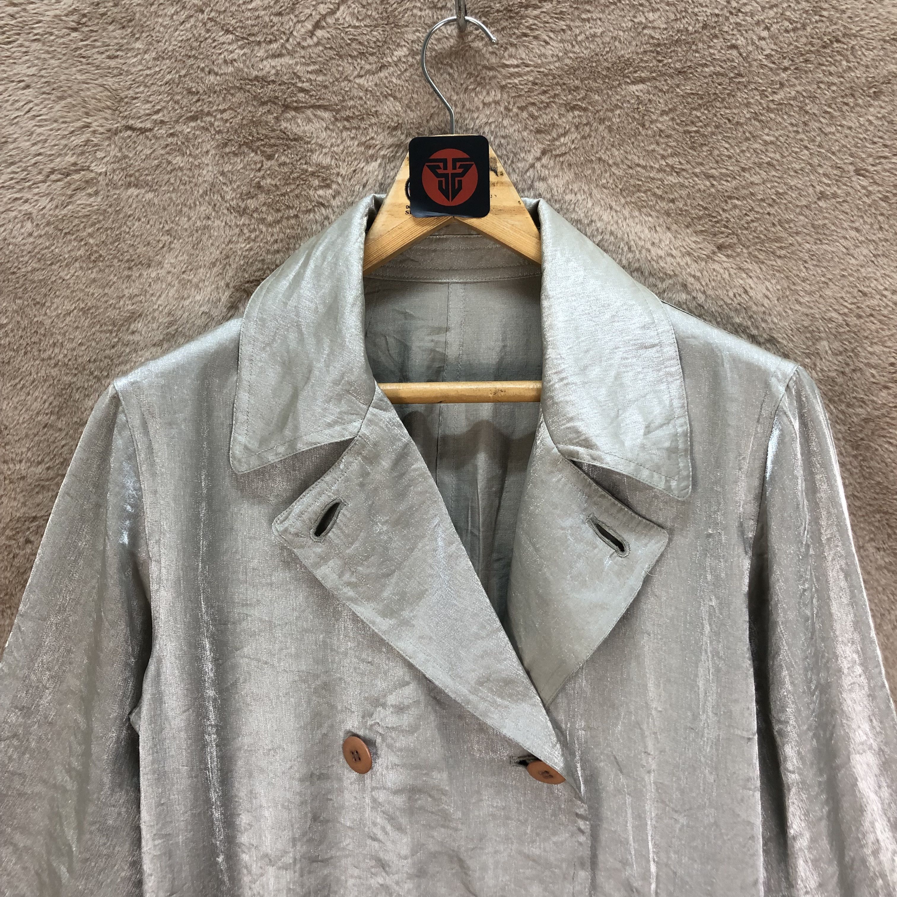 BIGI BIGI SILVER LIGHT DOUBLE BREASTED TRENCH COAT #6411-65 Size M / US 6-8 / IT 42-44 - 2 Thumbnail