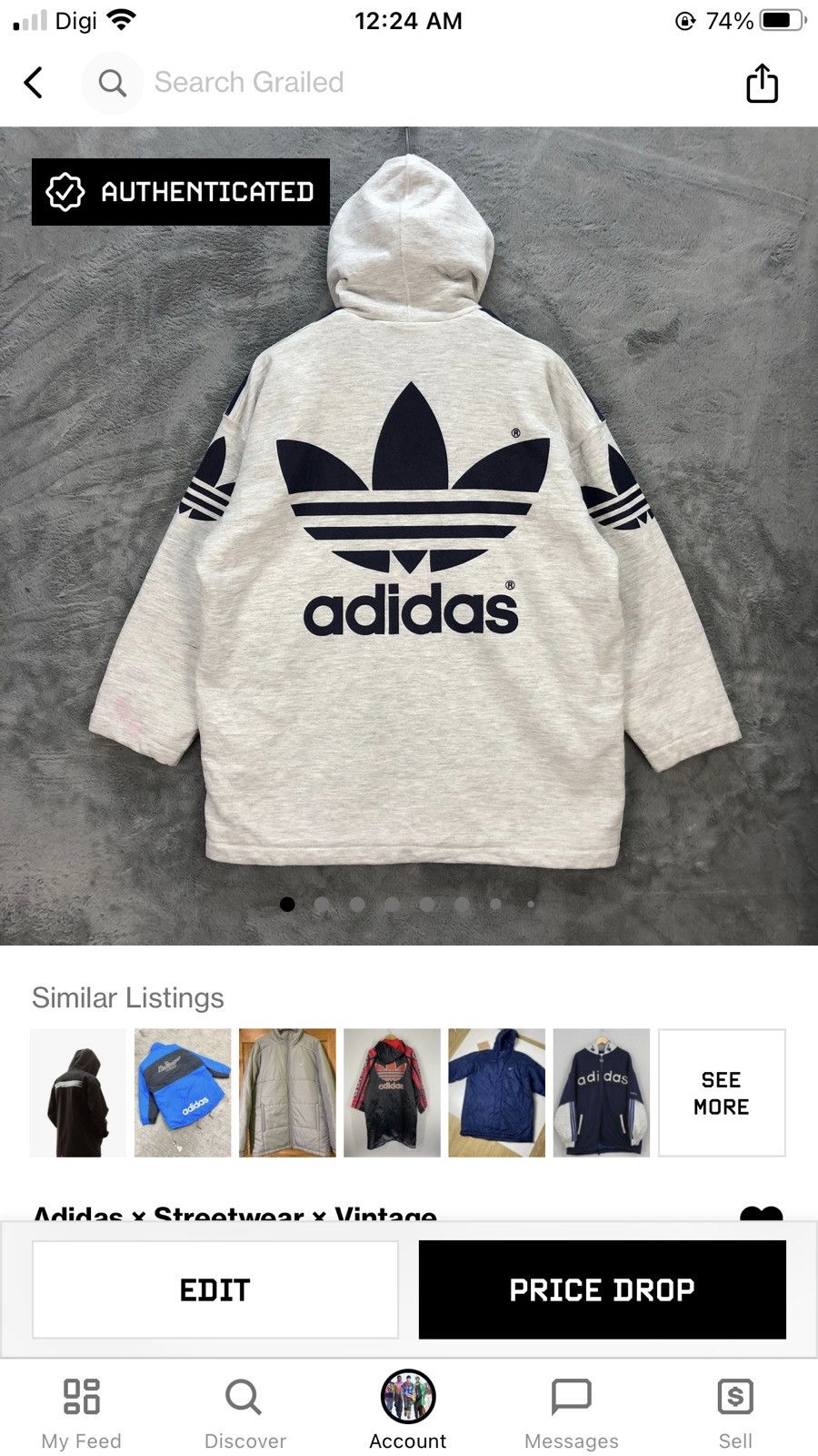 Adidas VINTAGE ADIDAS TREFOIL BIG LOGO HOODIES #6300-59 Size US M / EU 48-50 / 2 - 16 Thumbnail