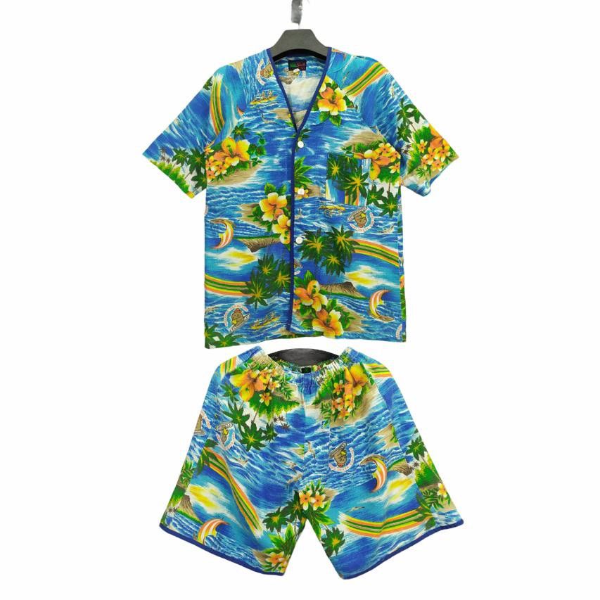 Vintage Sante' Fullprint Hawaiian Set Shirt & Short Pant #396-15 Size US M / EU 48-50 / 2 - 1 Thumbnail