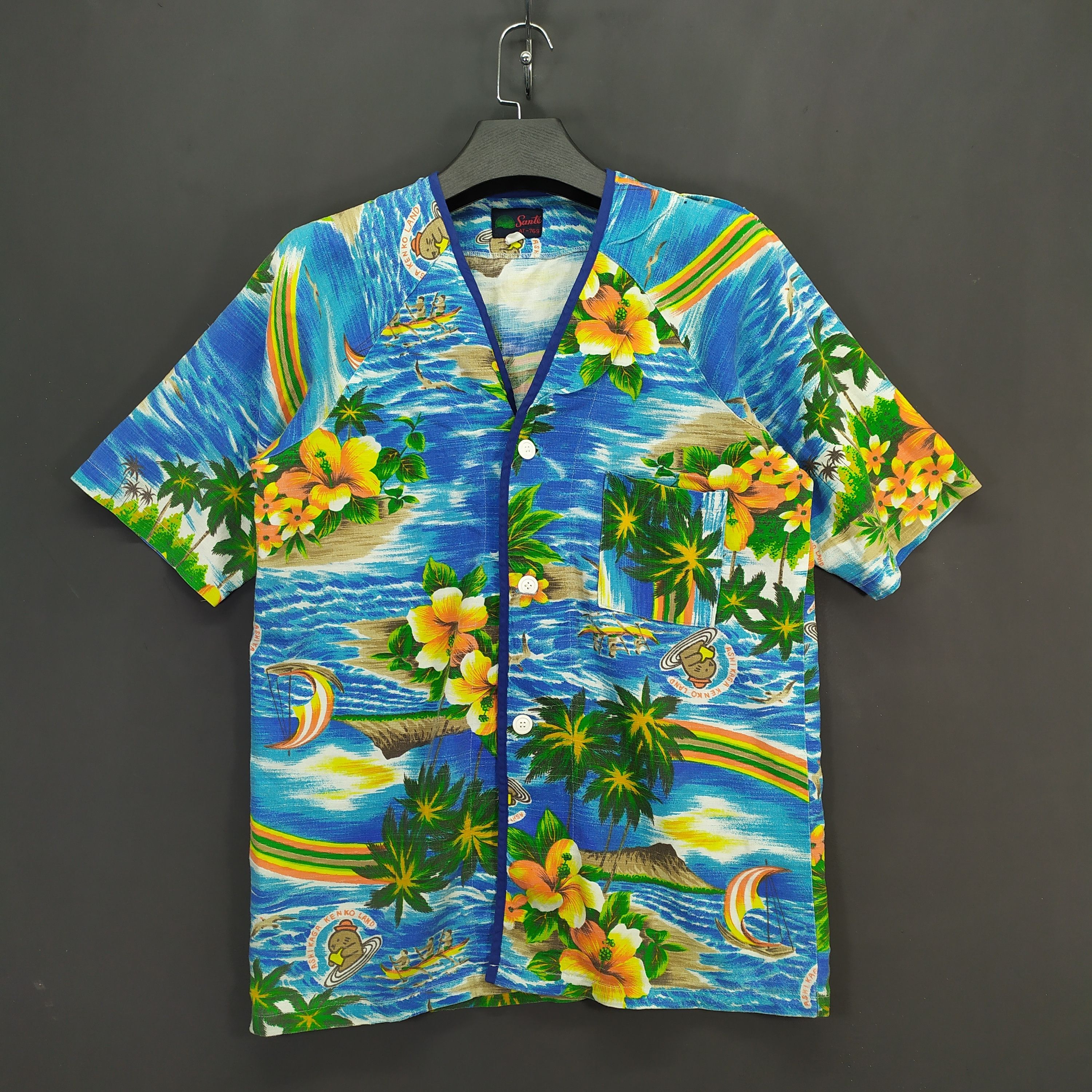 Vintage Sante' Fullprint Hawaiian Set Shirt & Short Pant #396-15 Size US M / EU 48-50 / 2 - 2 Thumbnail
