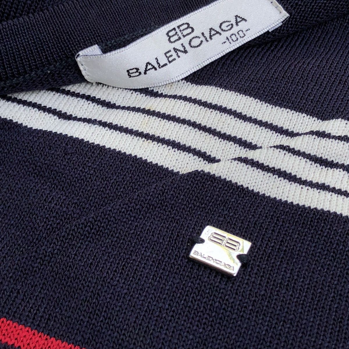 Balenciaga × Vintage Vintage 90s Balenciaga Stripe Knitwear Togle 3 Button Size US L / EU 52-54 / 3 - 5 Thumbnail