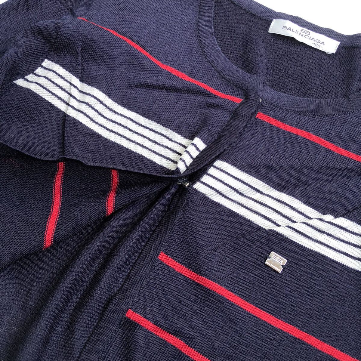 Balenciaga × Vintage Vintage 90s Balenciaga Stripe Knitwear Togle 3 Button Size US L / EU 52-54 / 3 - 6 Thumbnail