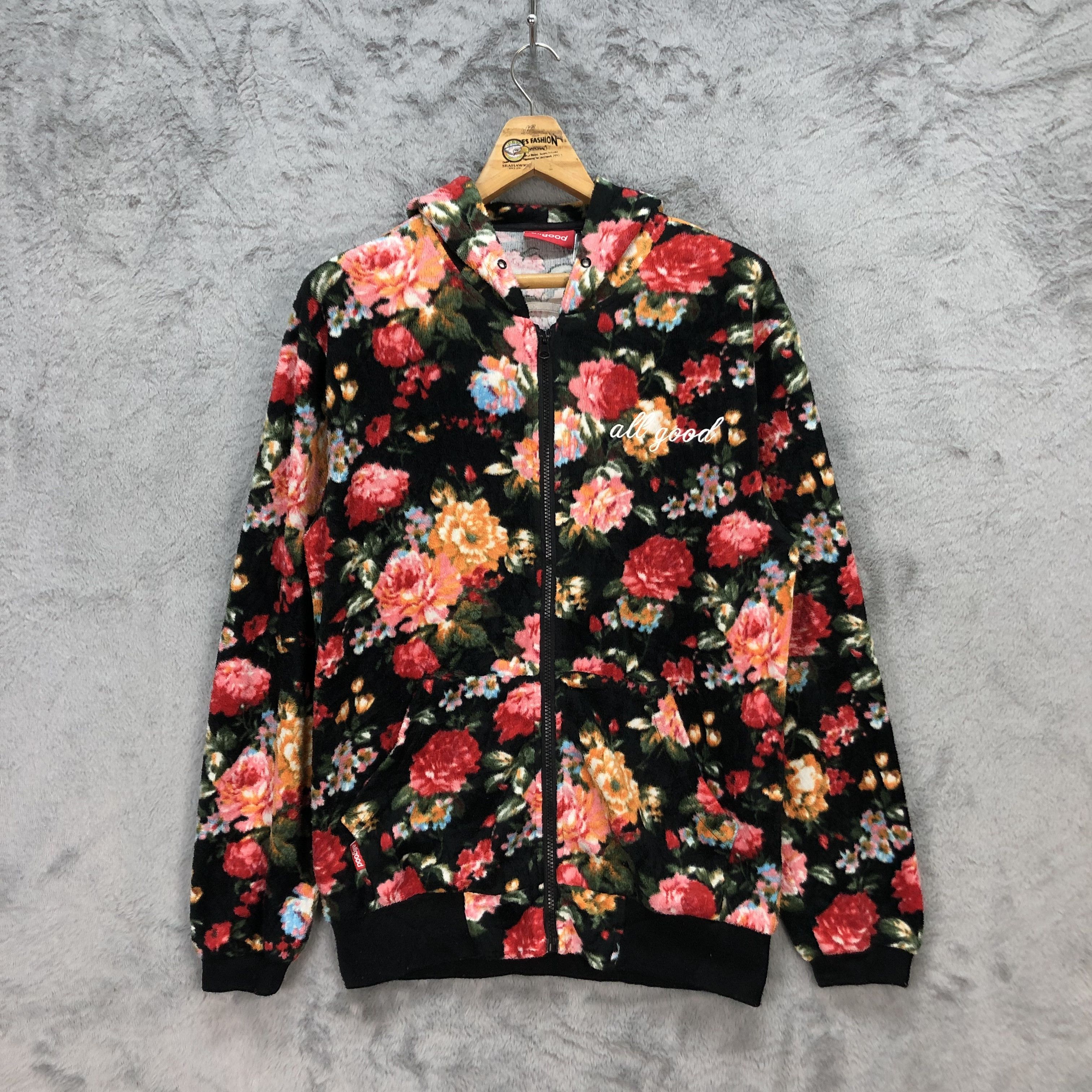 Japanese Brand ALLGOOD HATERS CREW BIG LOGO FLORAL FLEECE HOODIES #5597-200 Size US S / EU 44-46 / 1 - 4 Thumbnail