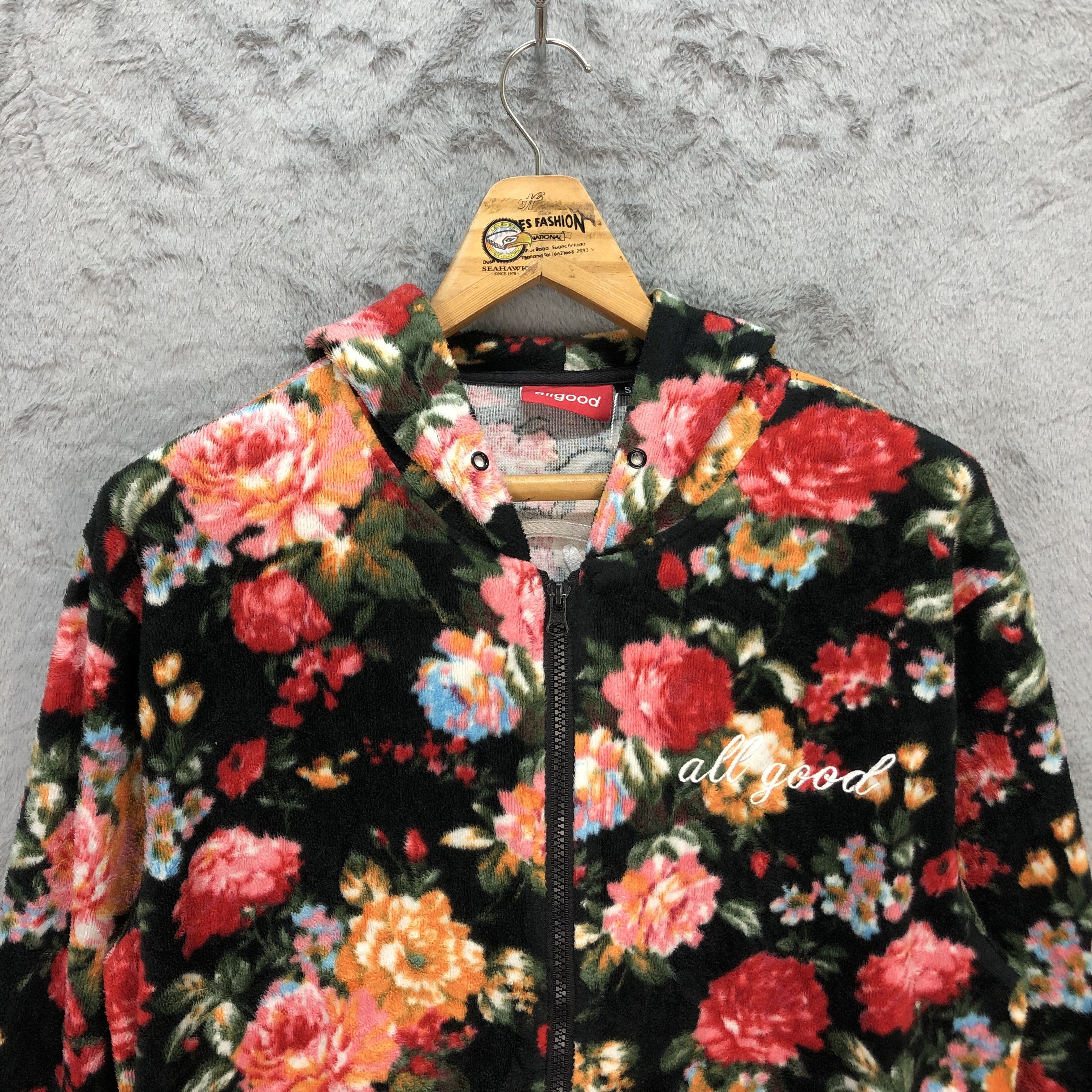 Japanese Brand ALLGOOD HATERS CREW BIG LOGO FLORAL FLEECE HOODIES #5597-200 Size US S / EU 44-46 / 1 - 5 Thumbnail