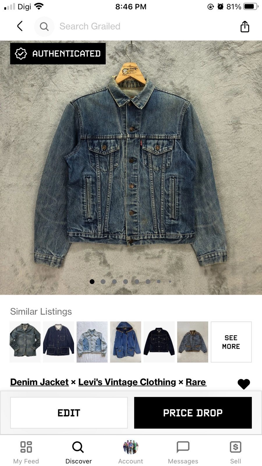Levi's VTG LEVI'S MADE IN FRANCE DENIM JACKET BUTTON 276 #5557-197 Size US S / EU 44-46 / 1 - 19 Thumbnail