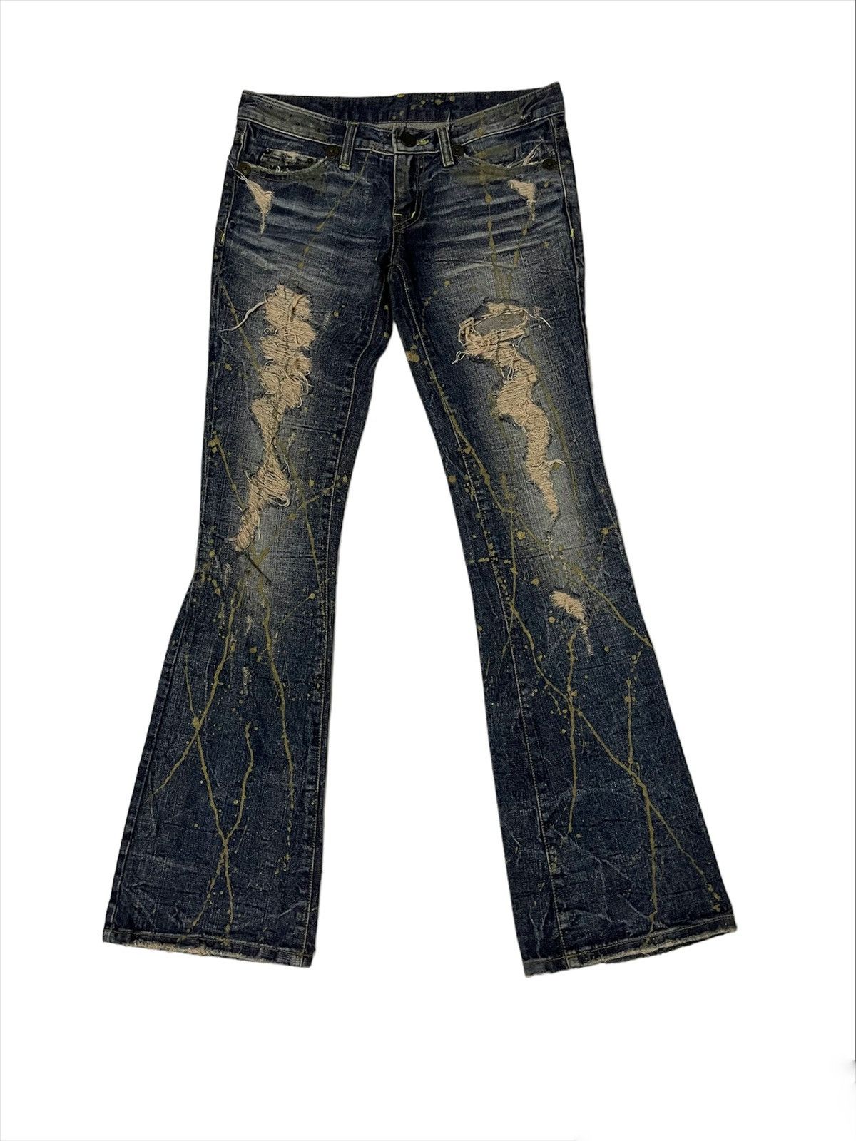 Designer Distressed Flare Low Rise Jeans Size 30" / US 8 / IT 44 - 1 Thumbnail