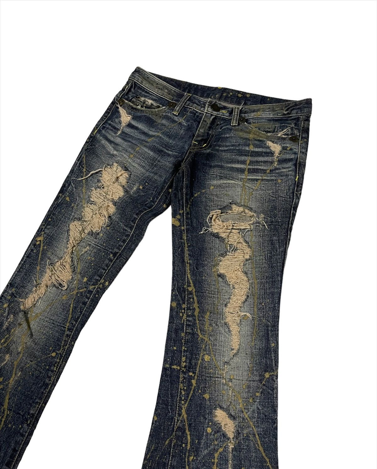Designer Distressed Flare Low Rise Jeans Size 30" / US 8 / IT 44 - 2 Thumbnail