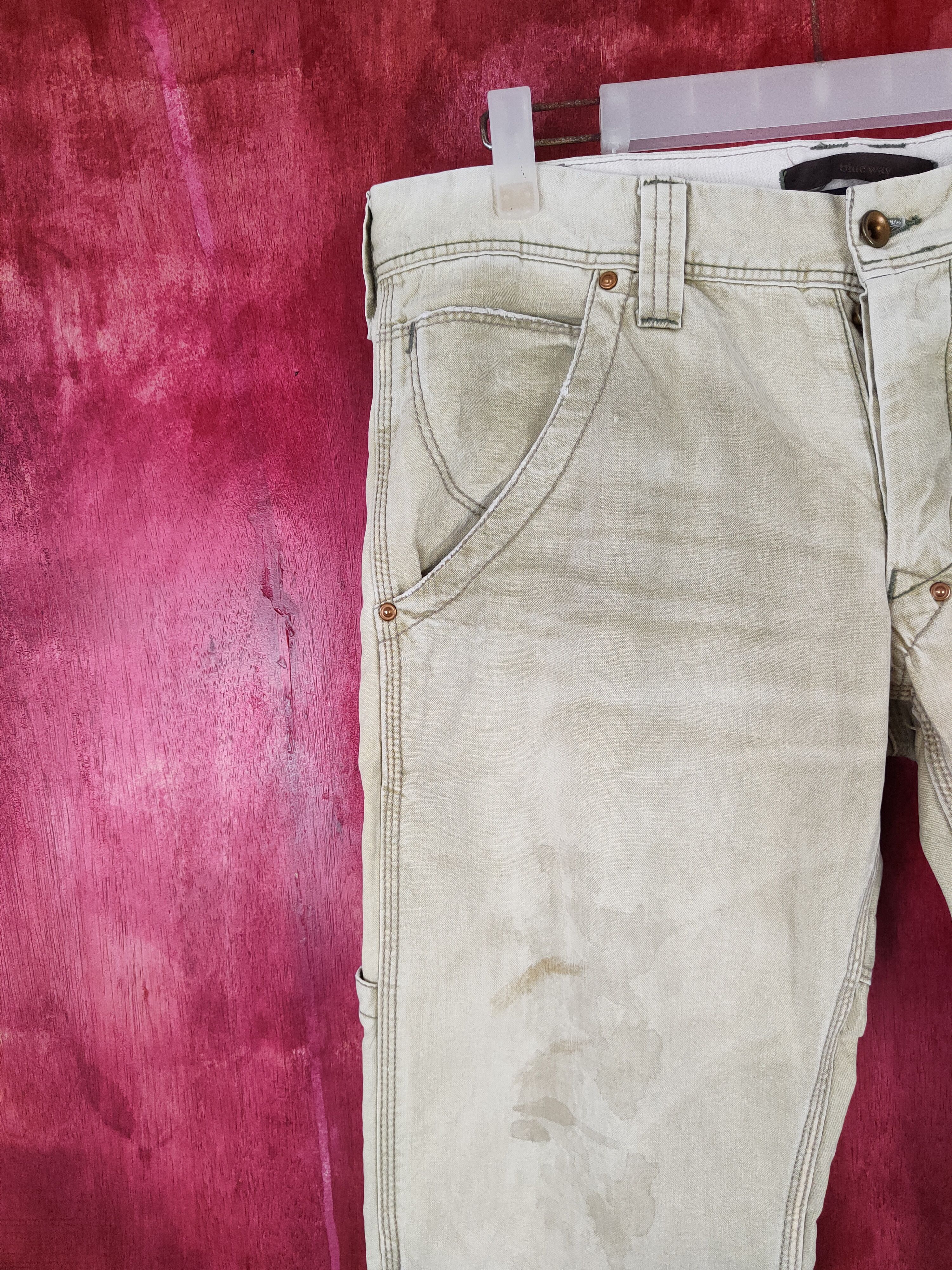 Japanese Brand Blue Way Faded Light Green Tactical Cargo Pants #S559 Size US 34 / EU 50 - 3 Thumbnail