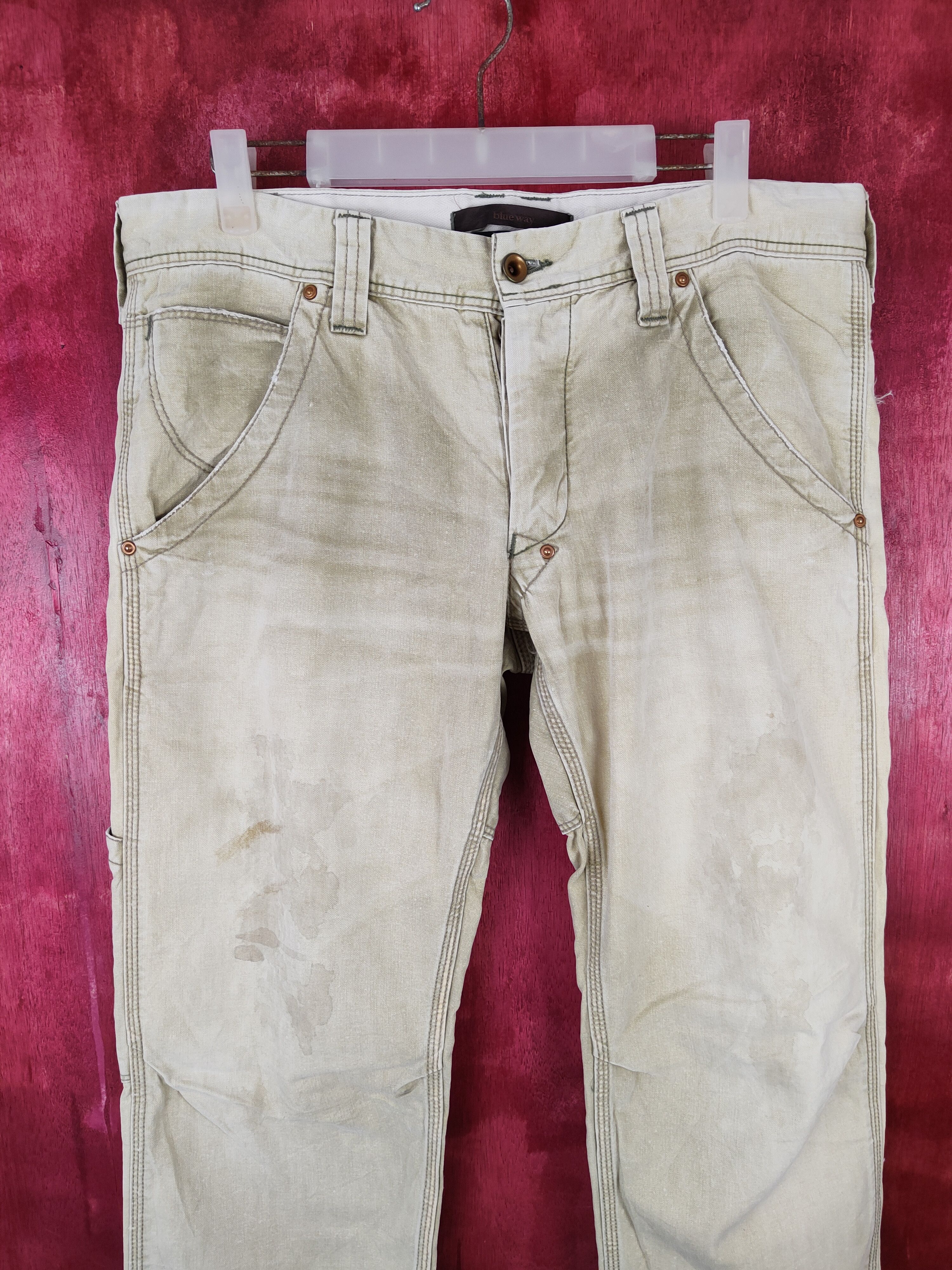 Japanese Brand Blue Way Faded Light Green Tactical Cargo Pants #S559 Size US 34 / EU 50 - 2 Thumbnail
