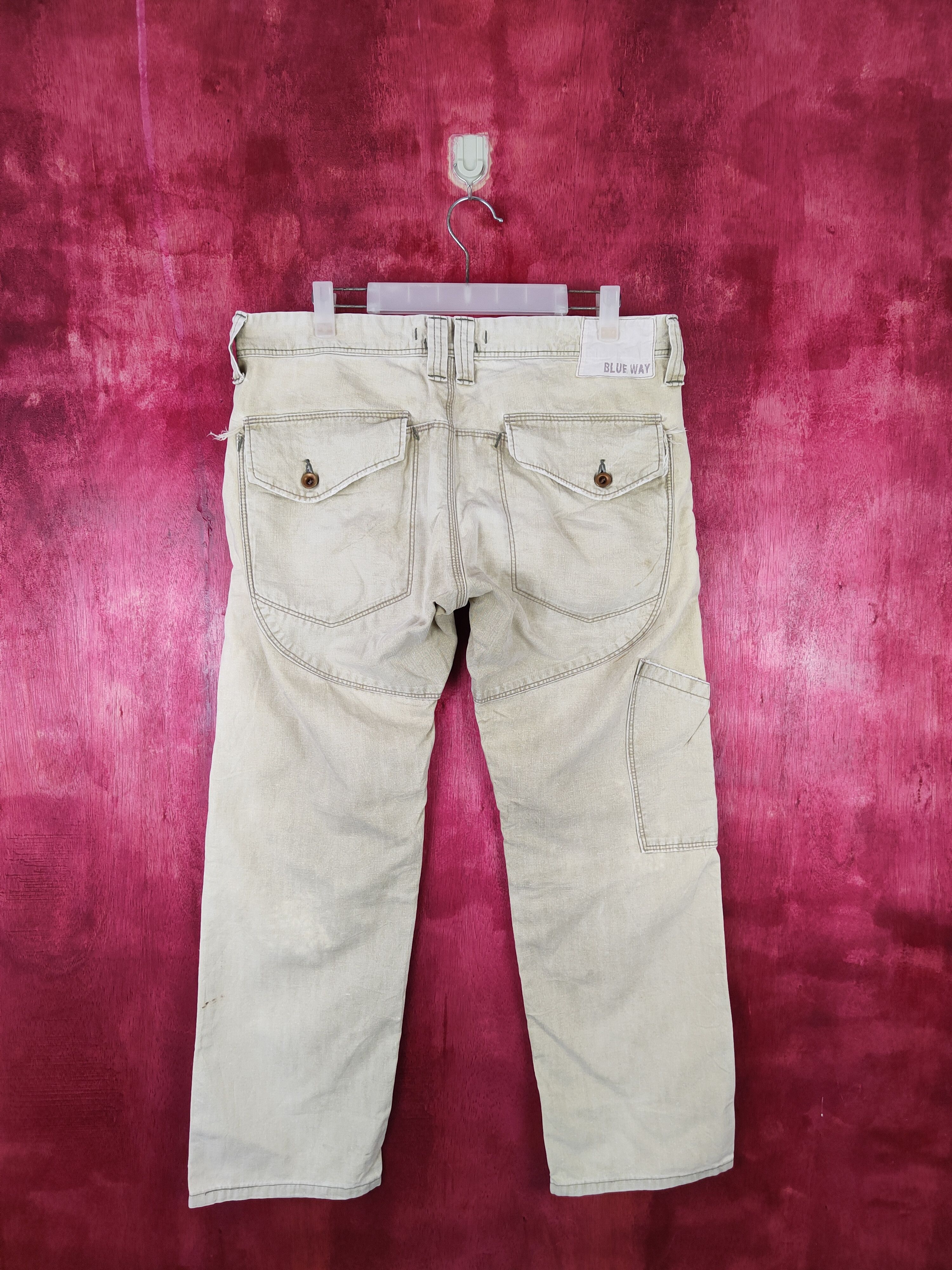Japanese Brand Blue Way Faded Light Green Tactical Cargo Pants #S559 Size US 34 / EU 50 - 7 Thumbnail