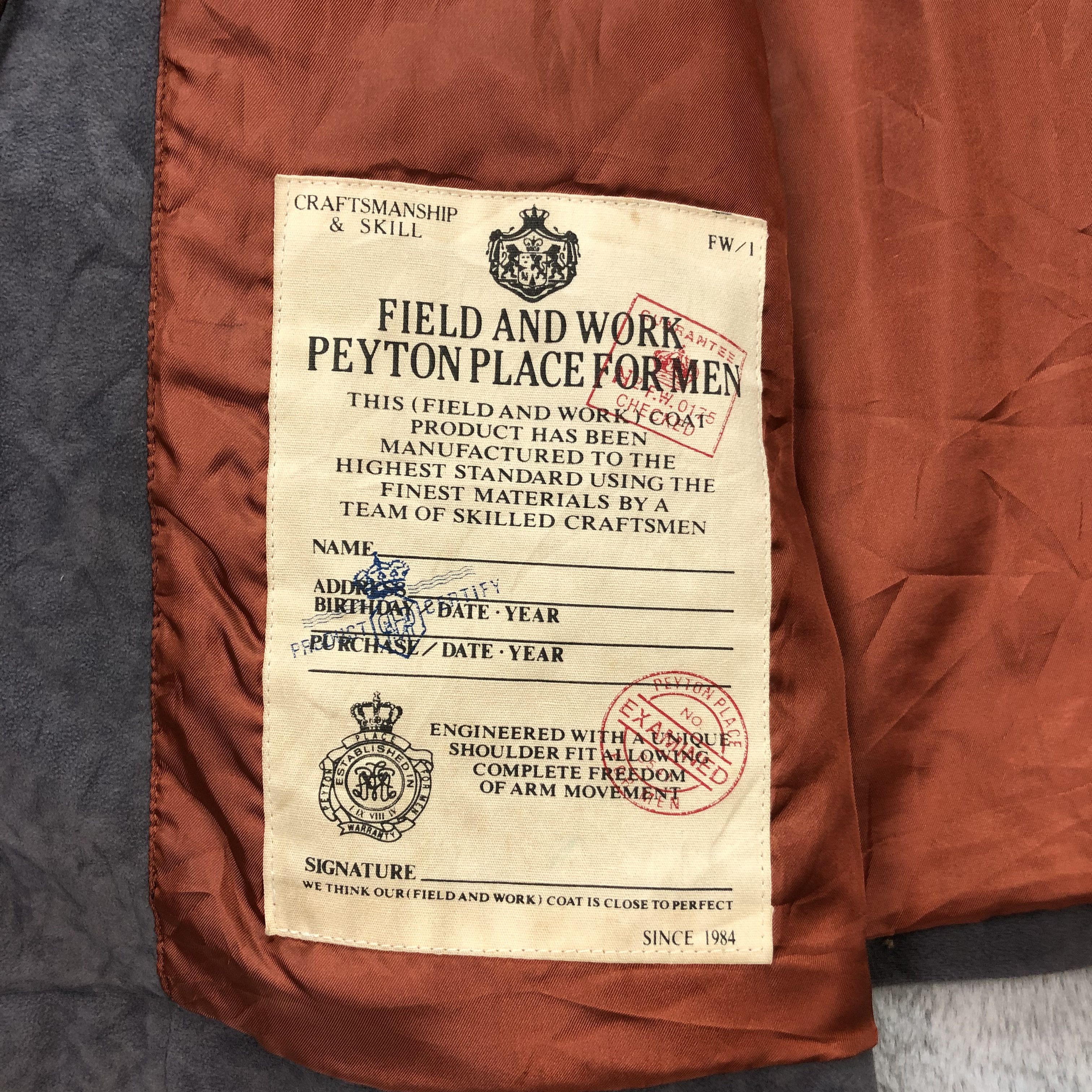 PPFM VINTAGE PEYTON PLACE FOR MEN FIELD & WORK JACKET #5585-199 Size US L / EU 52-54 / 3 - 11 Thumbnail