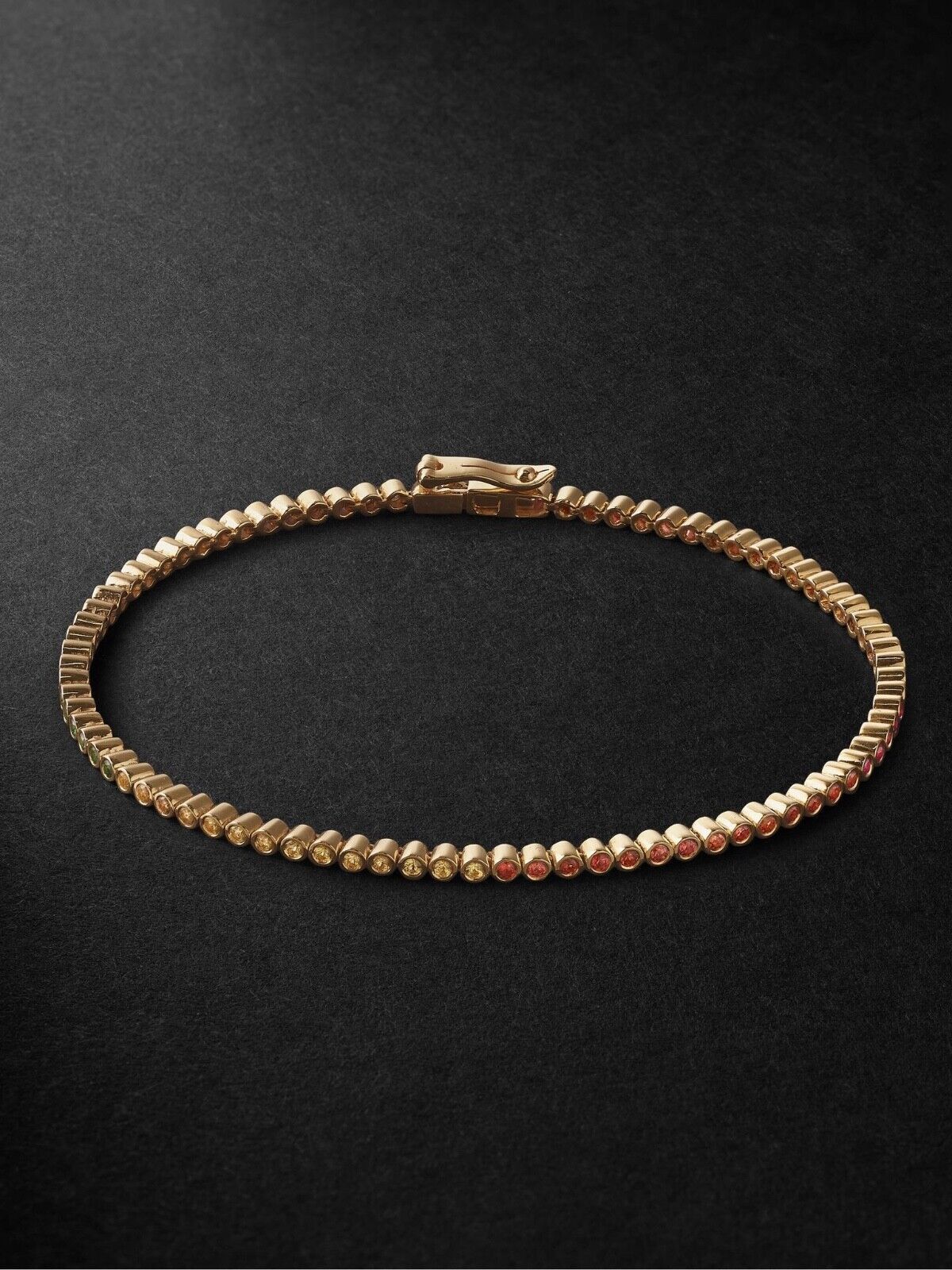 image of Luis Morais Luis Morias Gold Tennis Bracelet With Sapphires 14 Karat, Men's