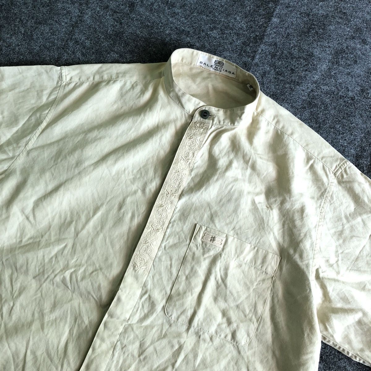 Balenciaga × Vintage Vintage Balenciaga Mandarin Colar Button Shirt Made In Japan Size US M / EU 48-50 / 2 - 3 Thumbnail