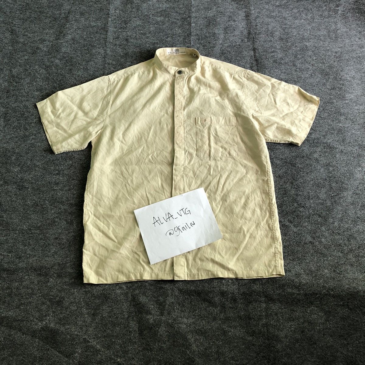 Balenciaga × Vintage Vintage Balenciaga Mandarin Colar Button Shirt Made In Japan Size US M / EU 48-50 / 2 - 1 Thumbnail