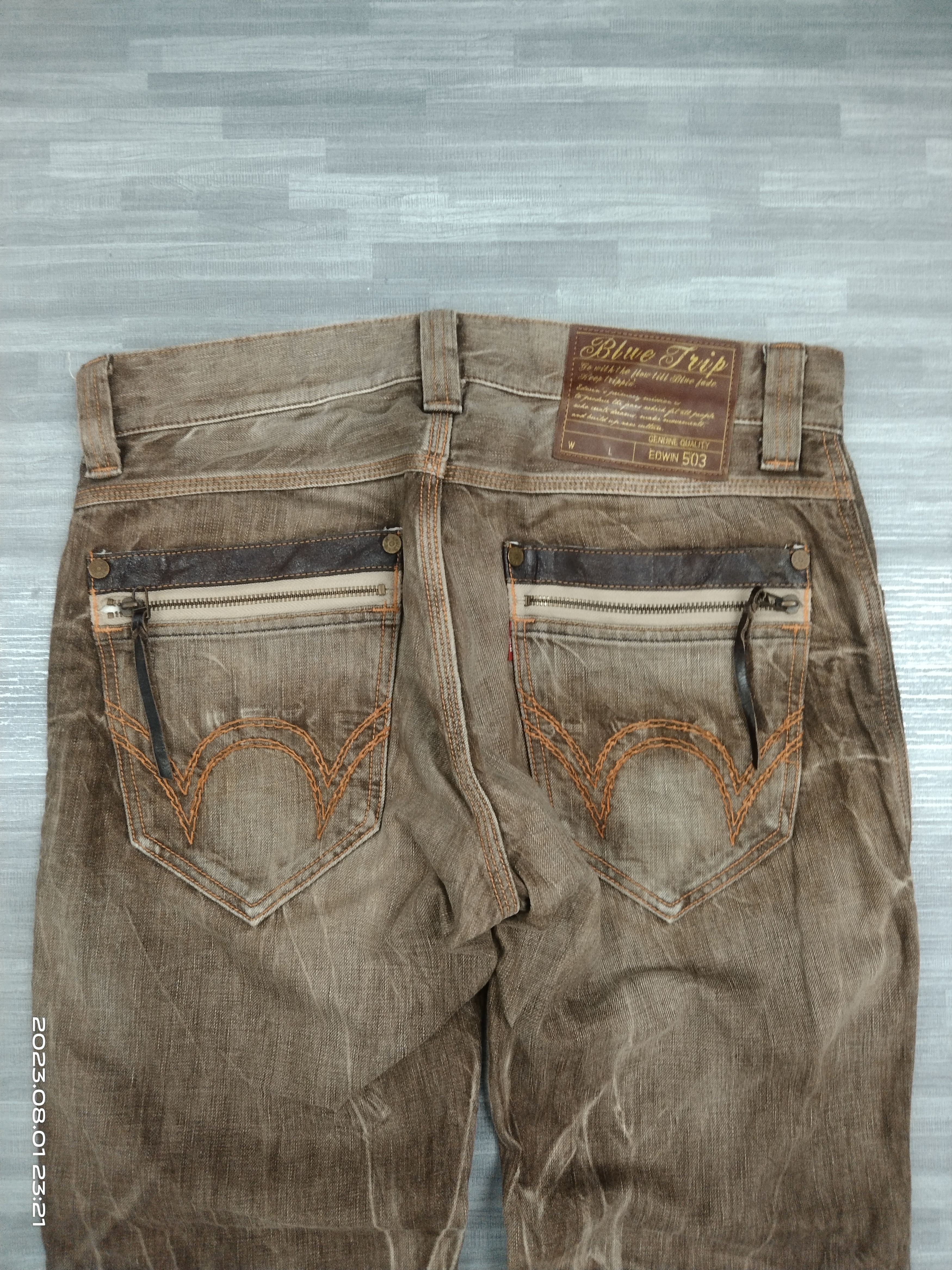 Edwin SICK WASHED BROWN BLUE TRIP DENIM PANTS Size US 32 / EU 48 - 5 Thumbnail