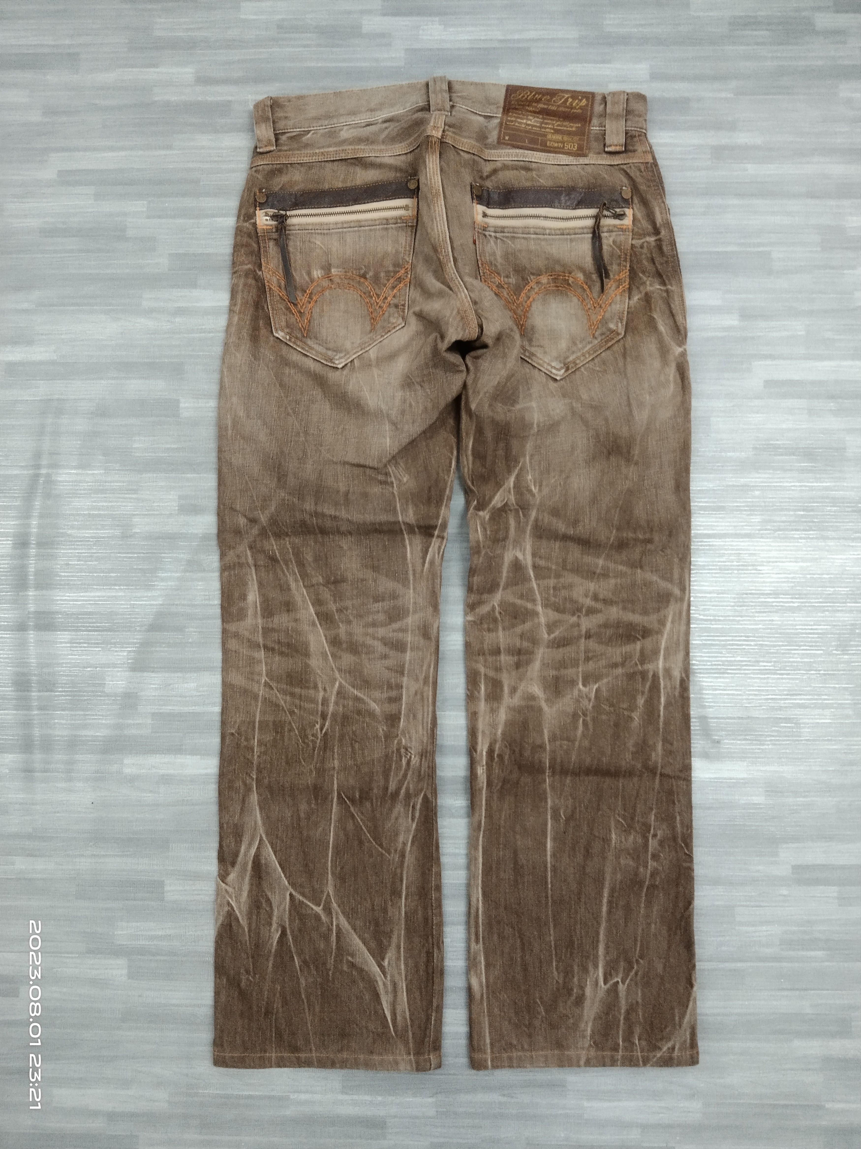 Edwin SICK WASHED BROWN BLUE TRIP DENIM PANTS Size US 32 / EU 48 - 3 Thumbnail