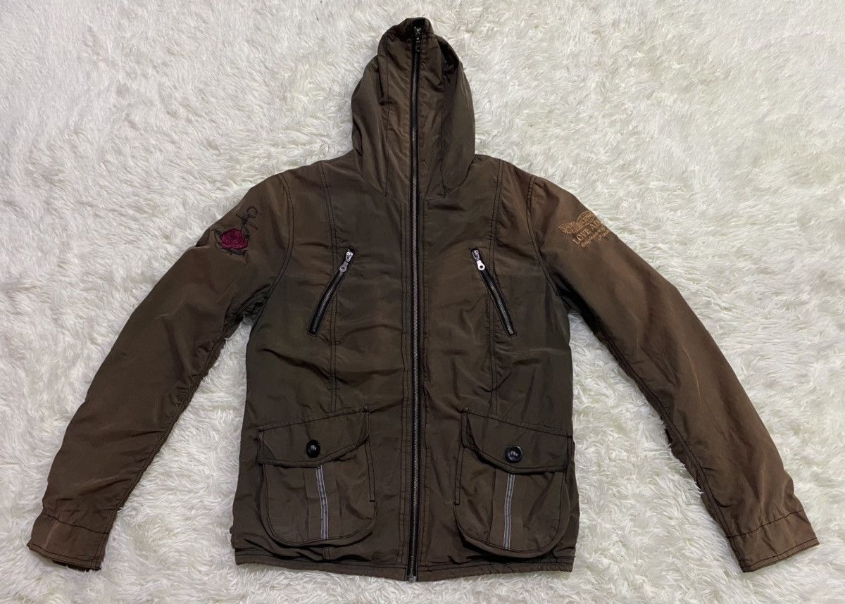 image of Von Dutch Love Addict Faded Fullzip Fishtail Jacket in Faded Brown, Men's (Size Medium)