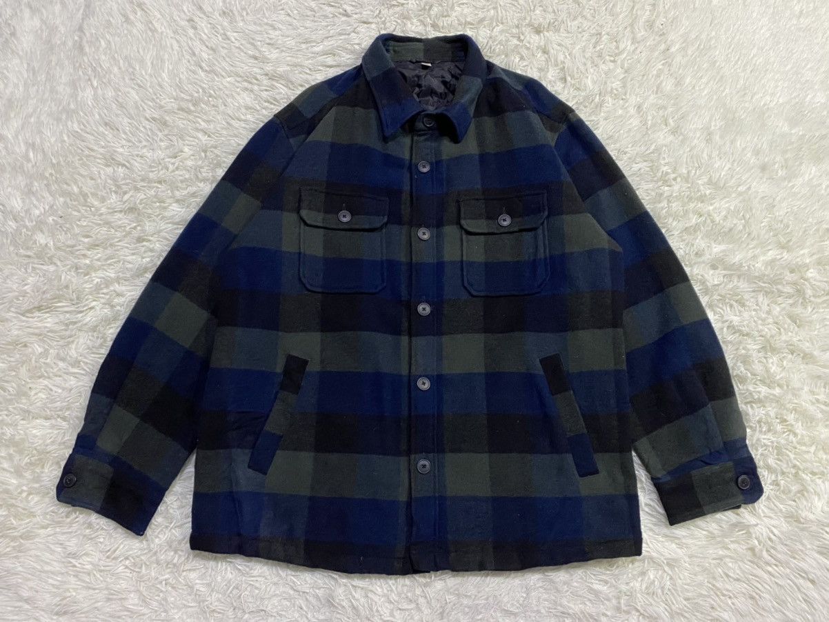 Flannel Vintage Uniqlo Quilted Wool Blend Checked Flannel Size US XL / EU 56 / 4 - 1 Thumbnail