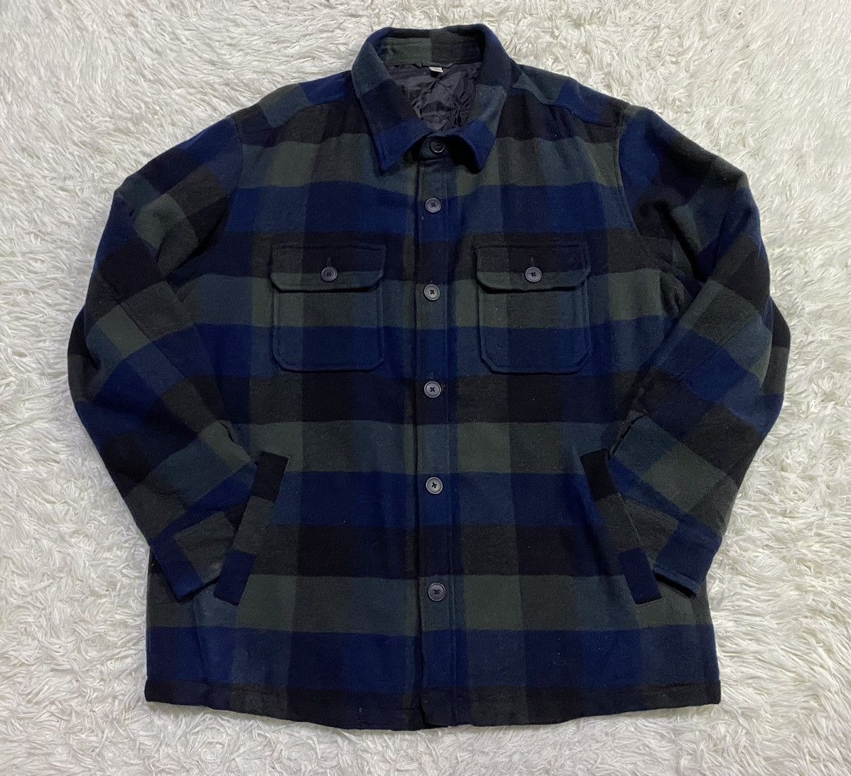 Flannel Vintage Uniqlo Quilted Wool Blend Checked Flannel Size US XL / EU 56 / 4 - 3 Thumbnail